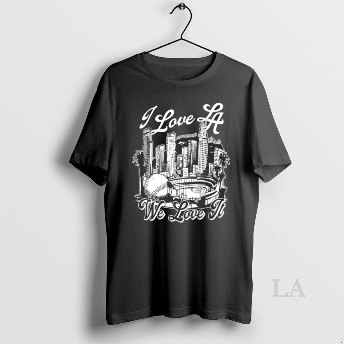 Original Los Angeles Dodgers I Love La Baseball Cityscape Hollywood Los Angeles