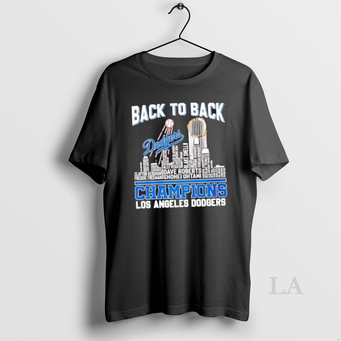 Original Los Angeles Dodgers Champions Back To Back Player Name Skyline