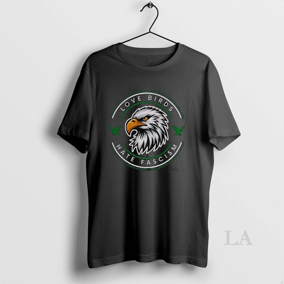 Original Love Birds Hate Fascism Bald Eagle Logo Sarcastic