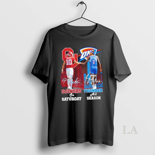 Original Mateer Oklahoma Sooners On Saturday X Shai Gilgeous Alexander Okc Thunder All Season Skyline
