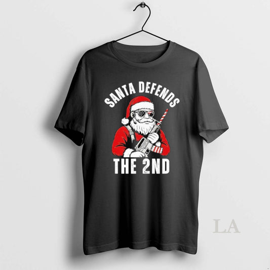 Original Merry Christmas Santa Defends The 2nd Amendment Usa Patriotic