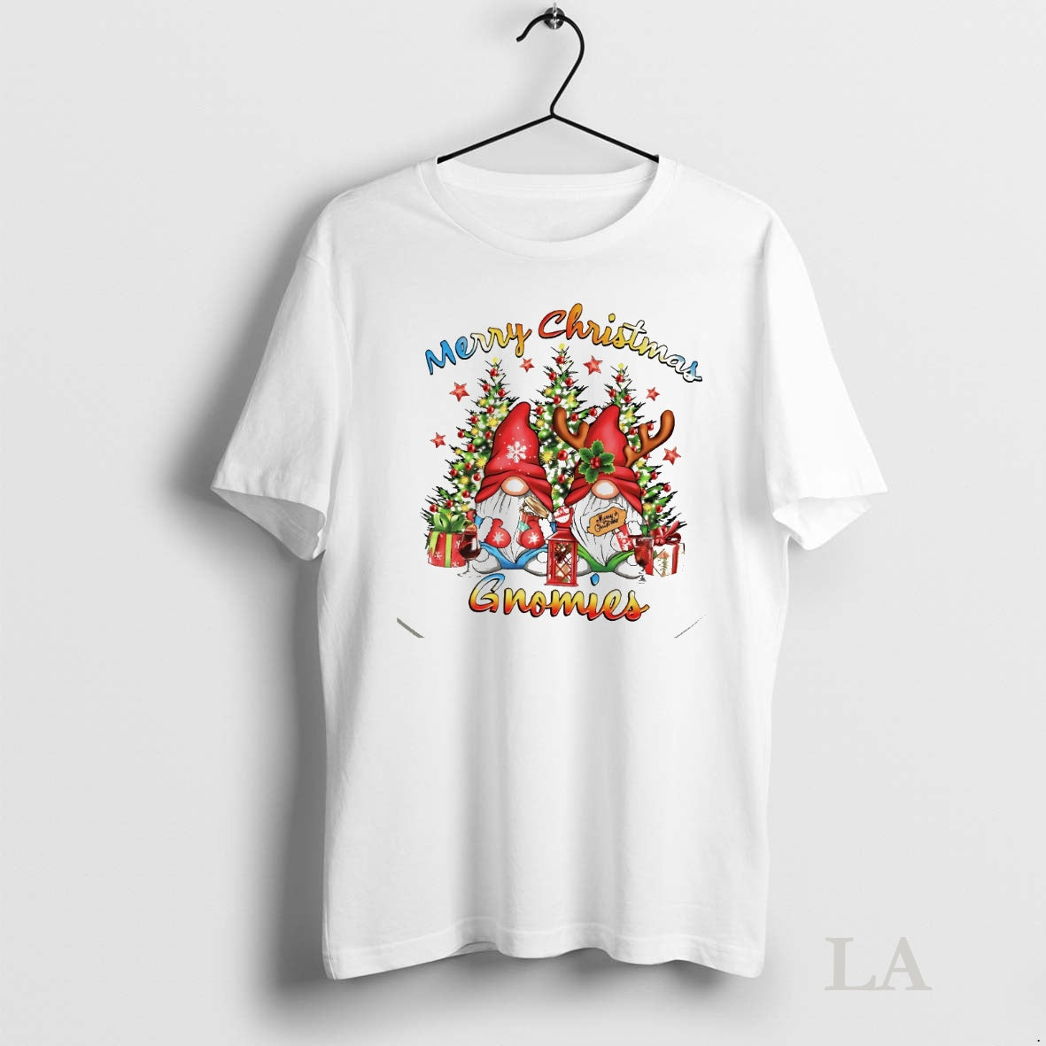 Original Merry Christmas Gnomies Red Hat Reindeer Wine Tree