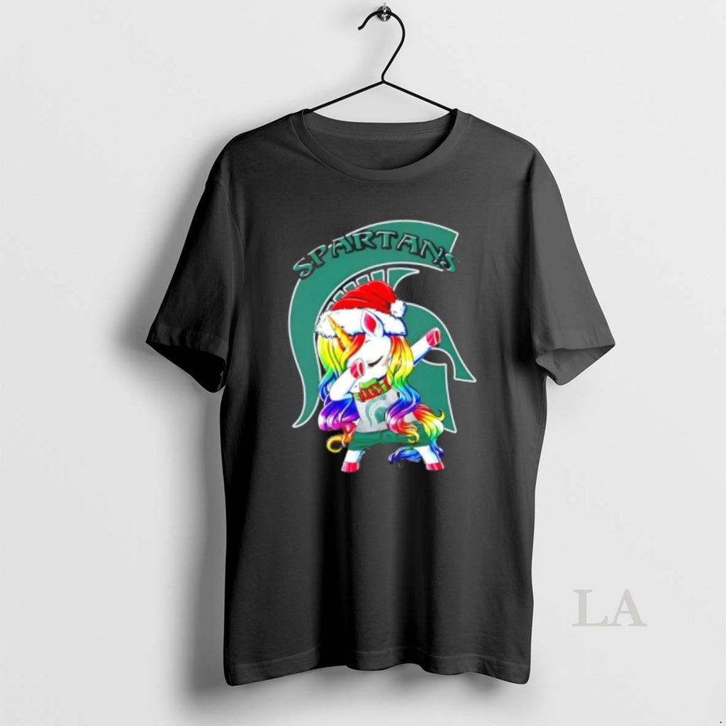 Original Michigan State Spartans Football X Unicorn Santa Hat Dabbing Merry Christmas