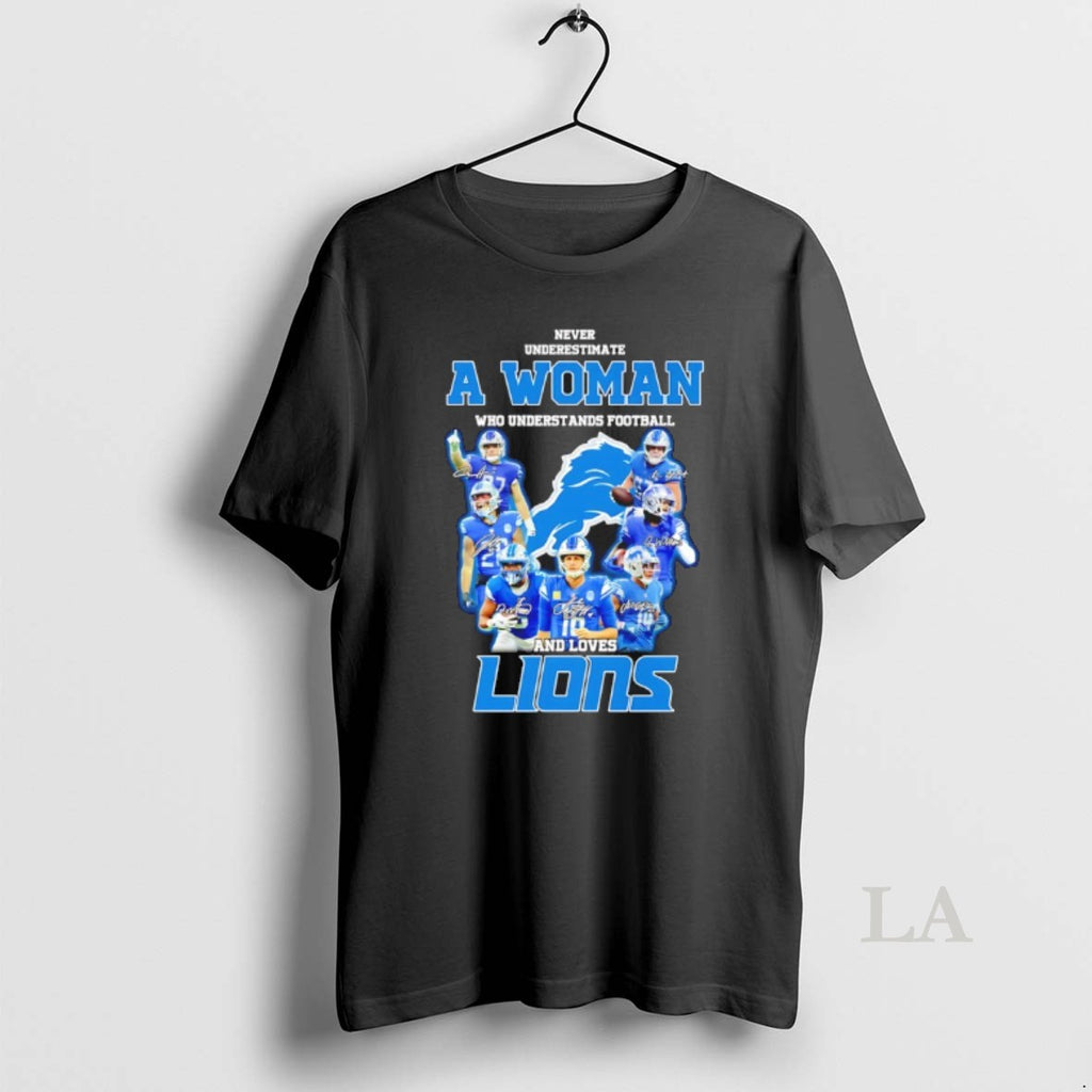 Original Never Underestimate A Woman Who Understands Football And Loves Detroit Lions Signatures