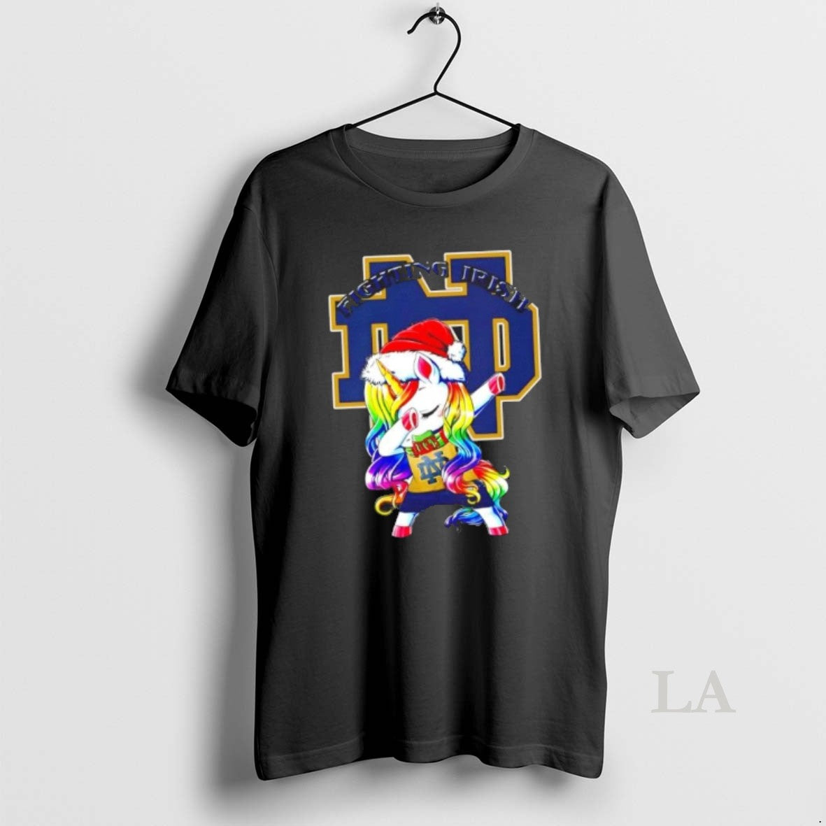 Original Notre Dame Fighting Irish X Unicorn Santa Hat Dabbing Merry Christmas