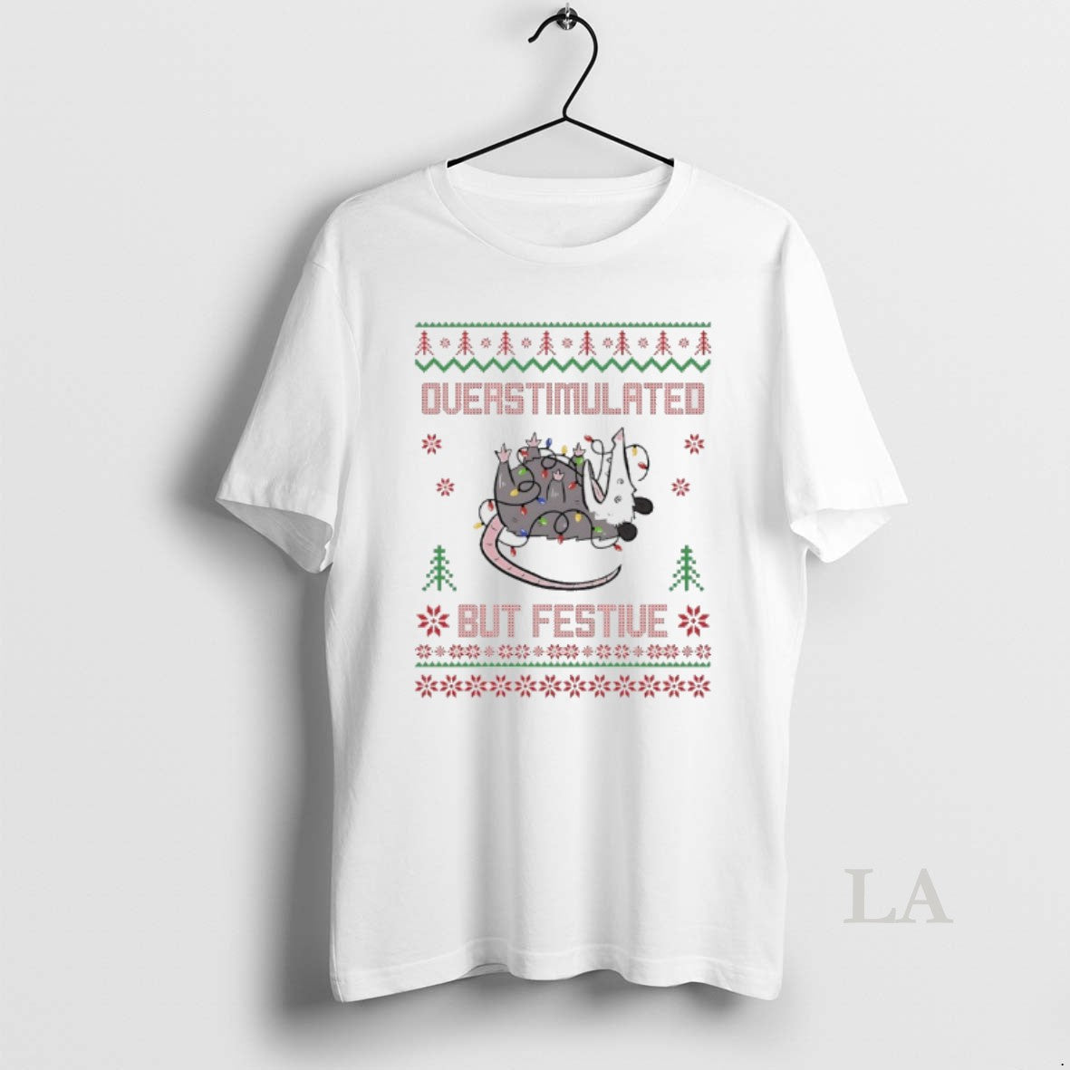 Original Overstimulated But Festive Opossum Christmas Ugly