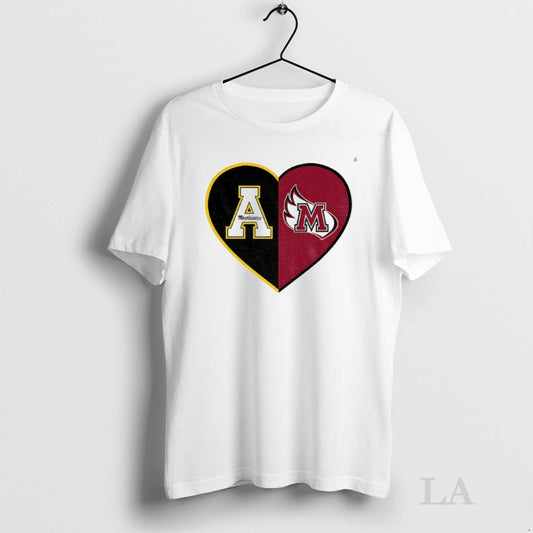 Original Personalized Split Heart Appalachian State Mountaineers Meredith College Angels Logo
