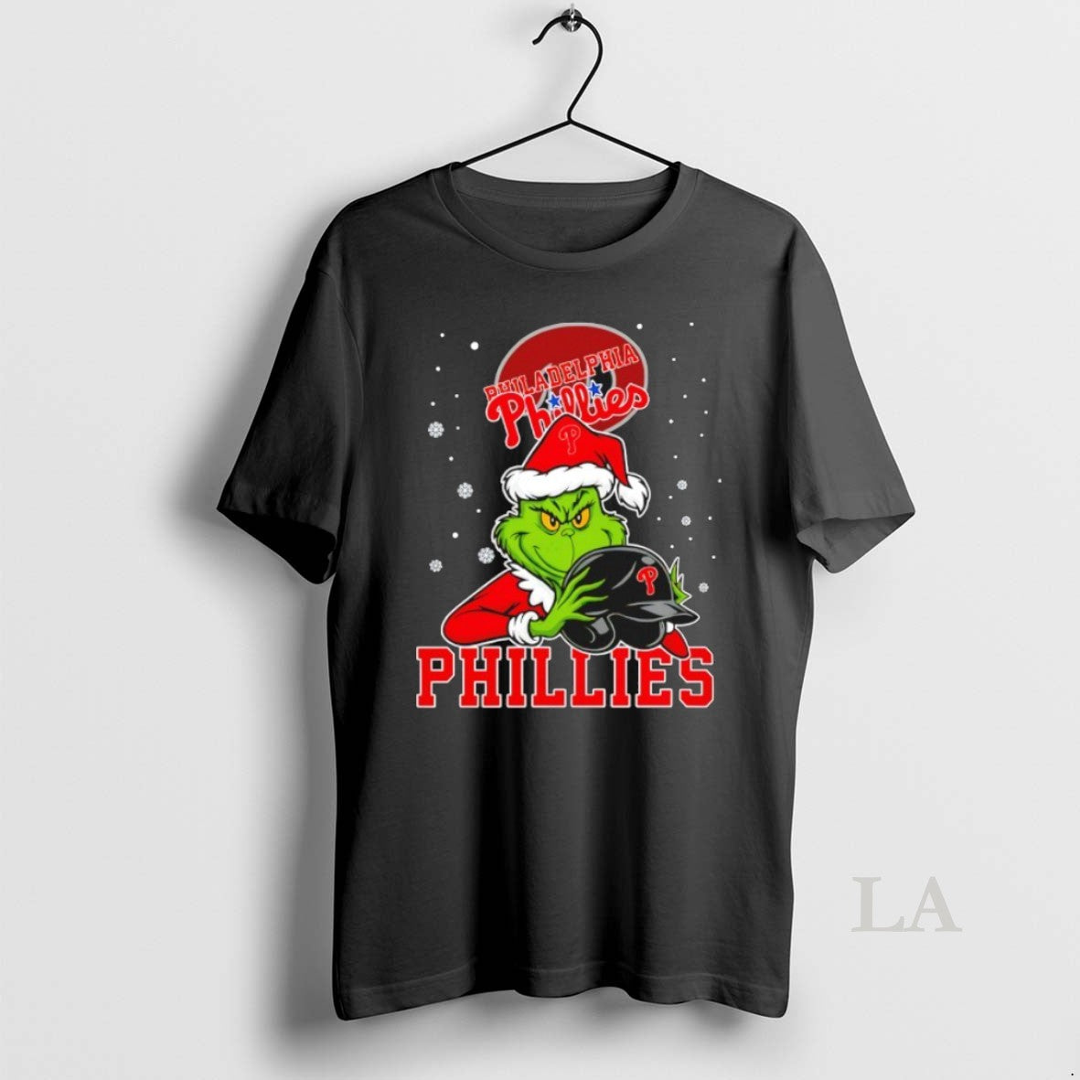 Original Philadelphia Phillies Baseball Grinch Holding Helmet Christmas