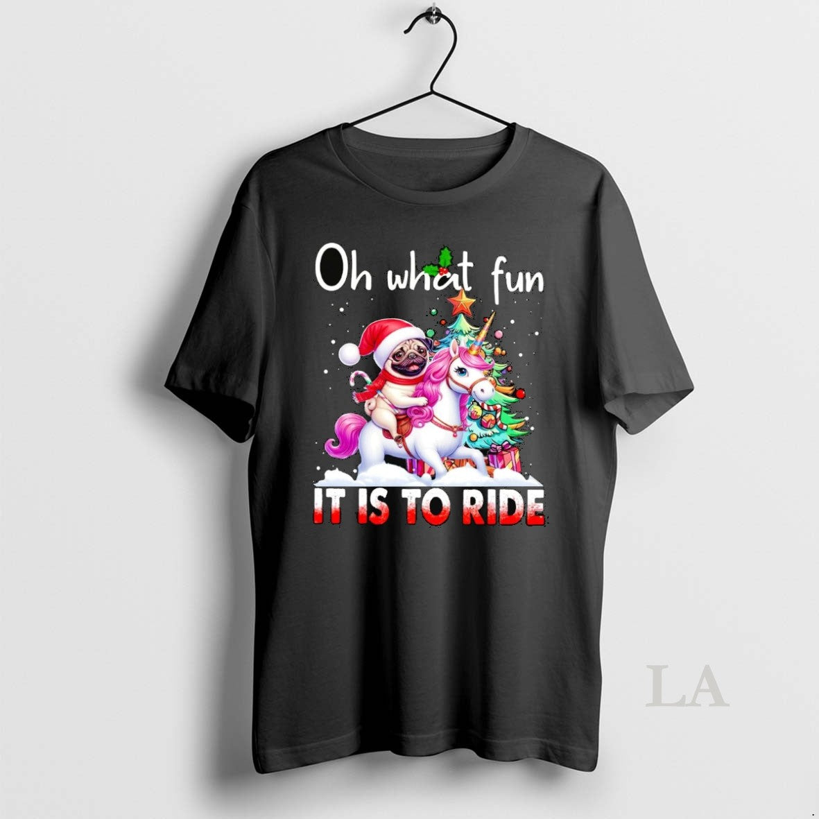 Original Pug Riding Unicorn Oh What Fun It Is To Ride Christmas