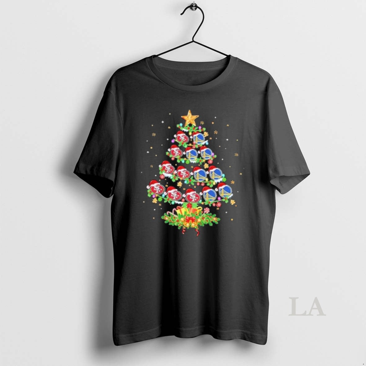 Original Sf 49ers And Golden State Warriors Christmas Tree Two Teams