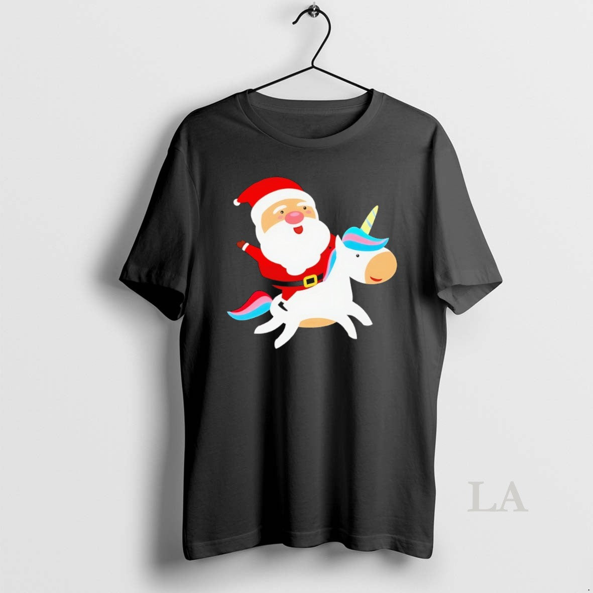 Original Santa Claus On Unicorn Rainbow Sleigh Ride Christmas