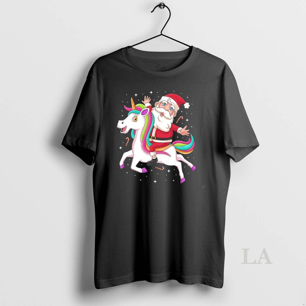 Original Santa Riding Rainbow Unicorn Christmas Magic