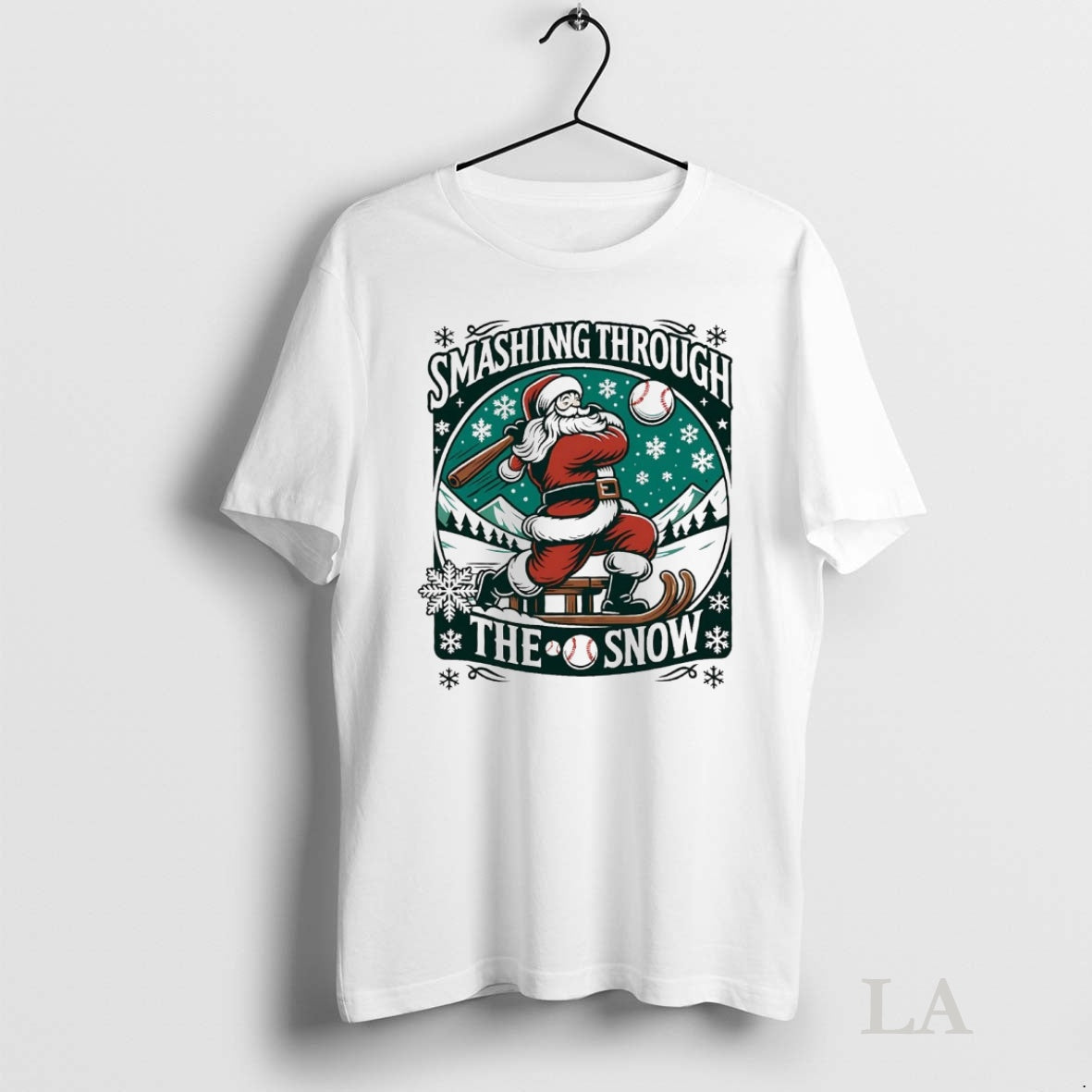 Original Santa Smashing Through The Snow Baseball Christmas
