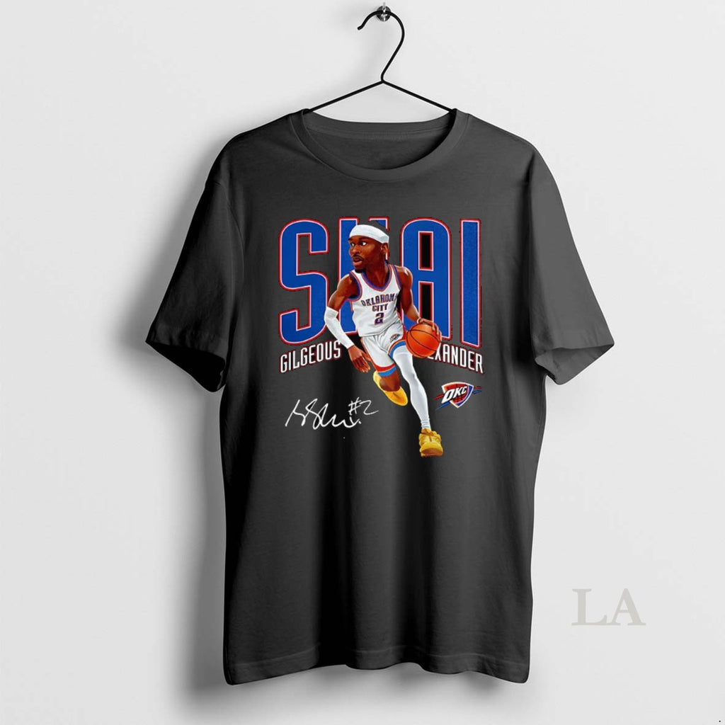 Original Shai Gilgeous Alexander Oklahoma City Thunder Basketball Caricature Signature