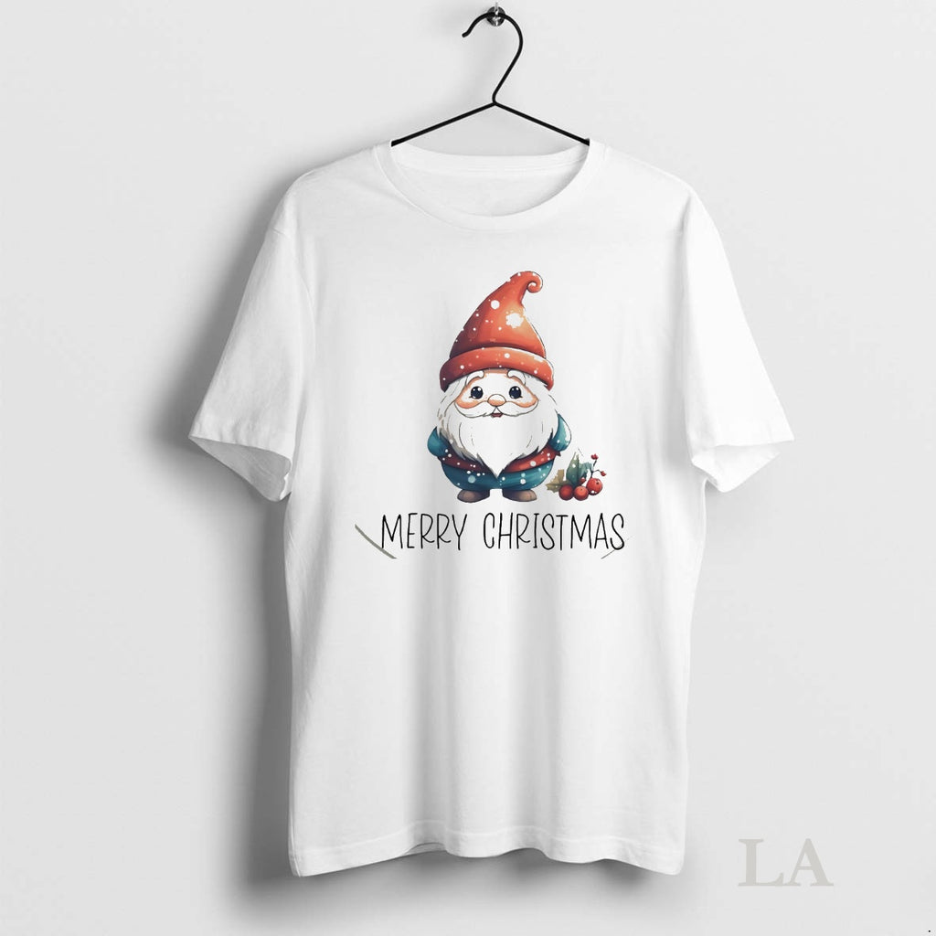 Original Simple Merry Christmas Gnome With Holly And Snow
