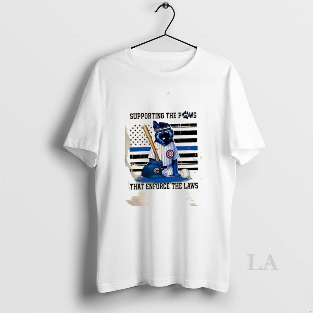 Original Supporting The Paws That Enforce The Laws Chicago Cubs Dog Us Flag