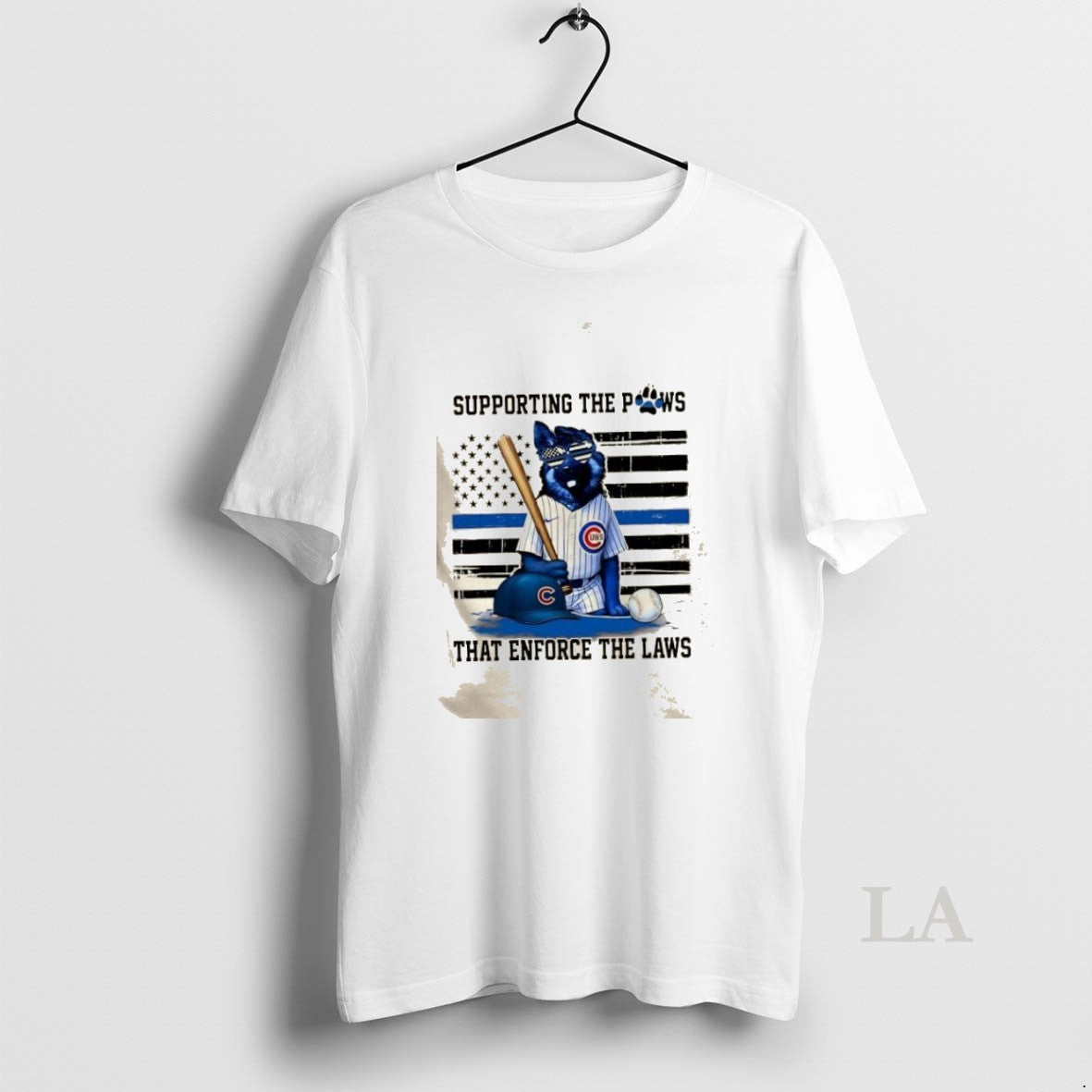 Original Supporting The Paws That Enforce The Laws Chicago Cubs Dog Us Flag