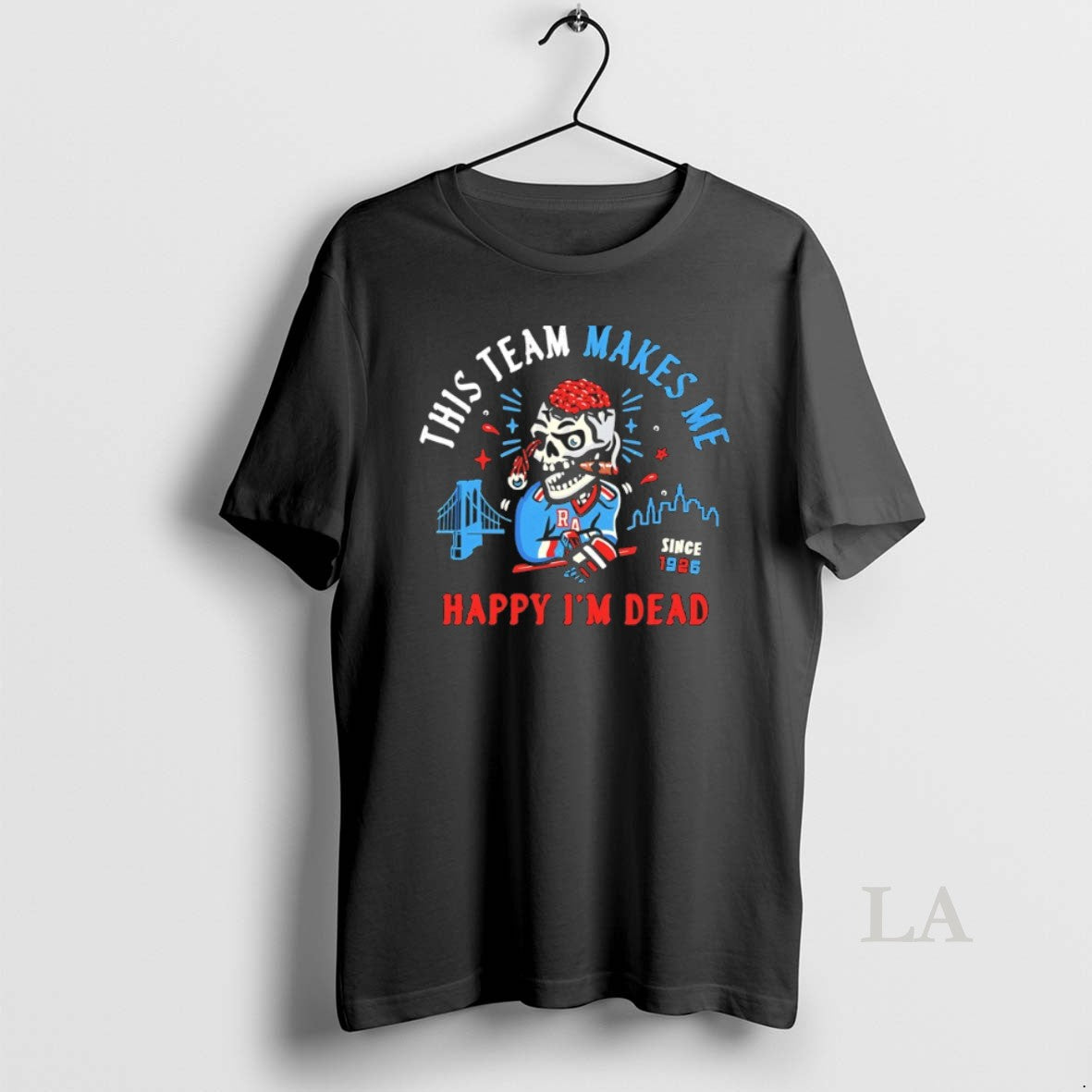 Original This Team Makes Me Happy Im Dead Since 1926 Skull Cigar Hockey