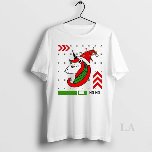 Original Unicorn Red Green Ho Ho Ho Christmas Party White