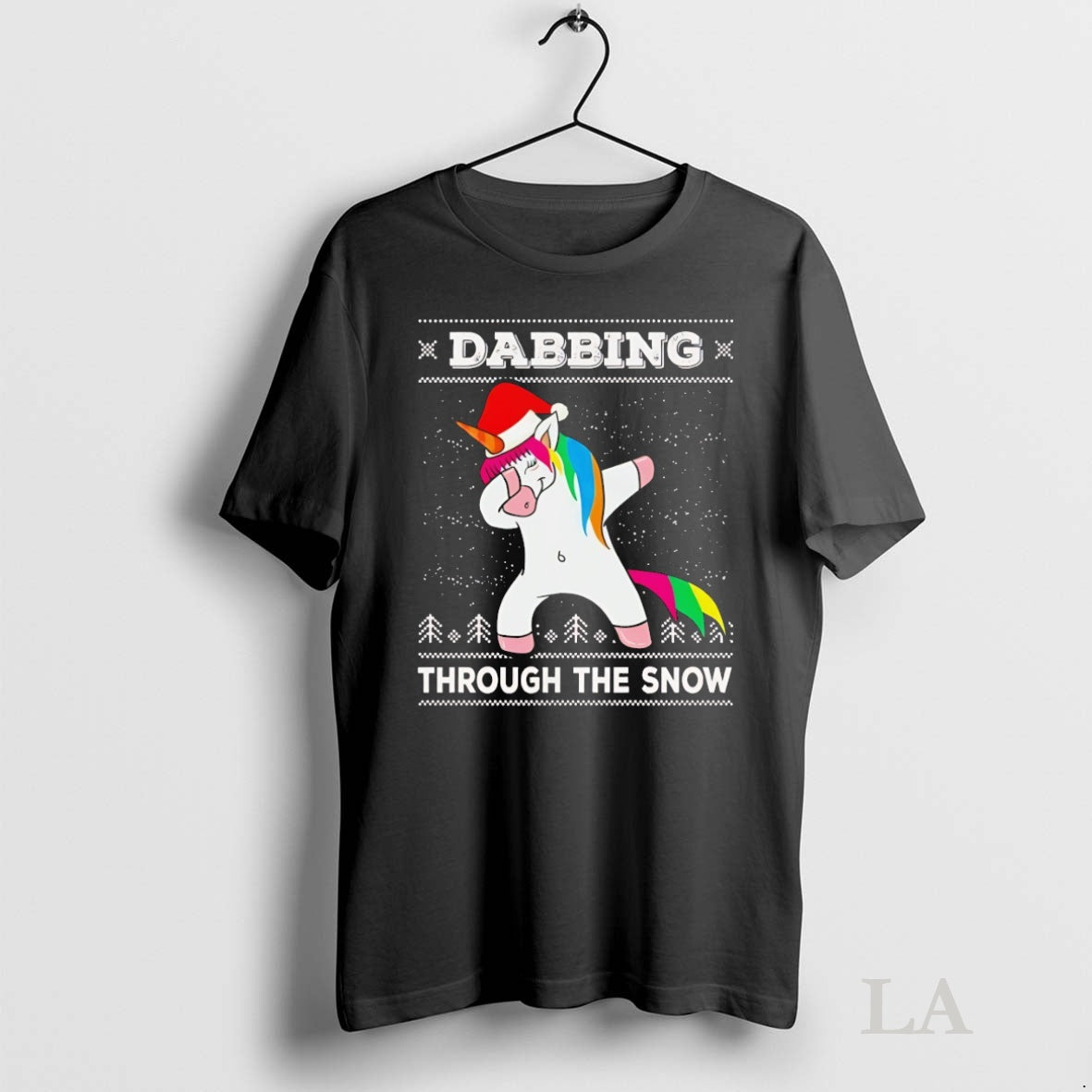 Original Unicorn With Santa Claus Hat Dabbing Through The Snow Ugly Christmas