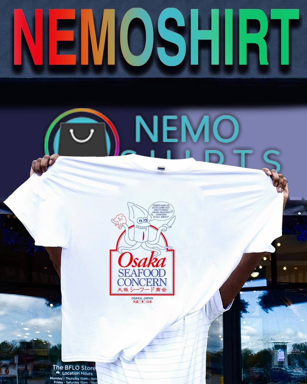 Osaka Seafood Concern squid knife shirt