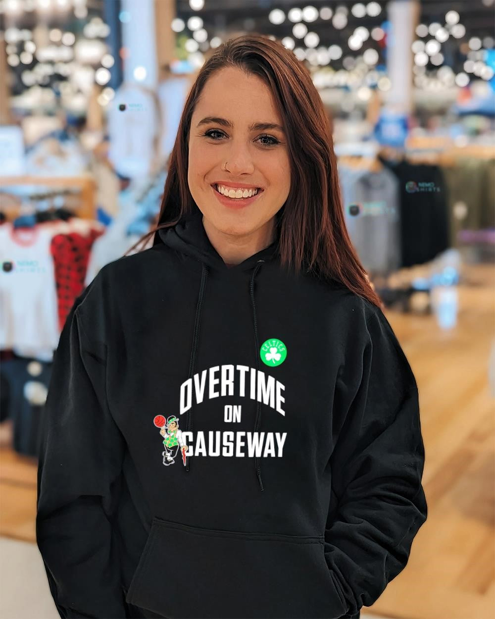 Overtime on causeway Boston Celtics logo shirt