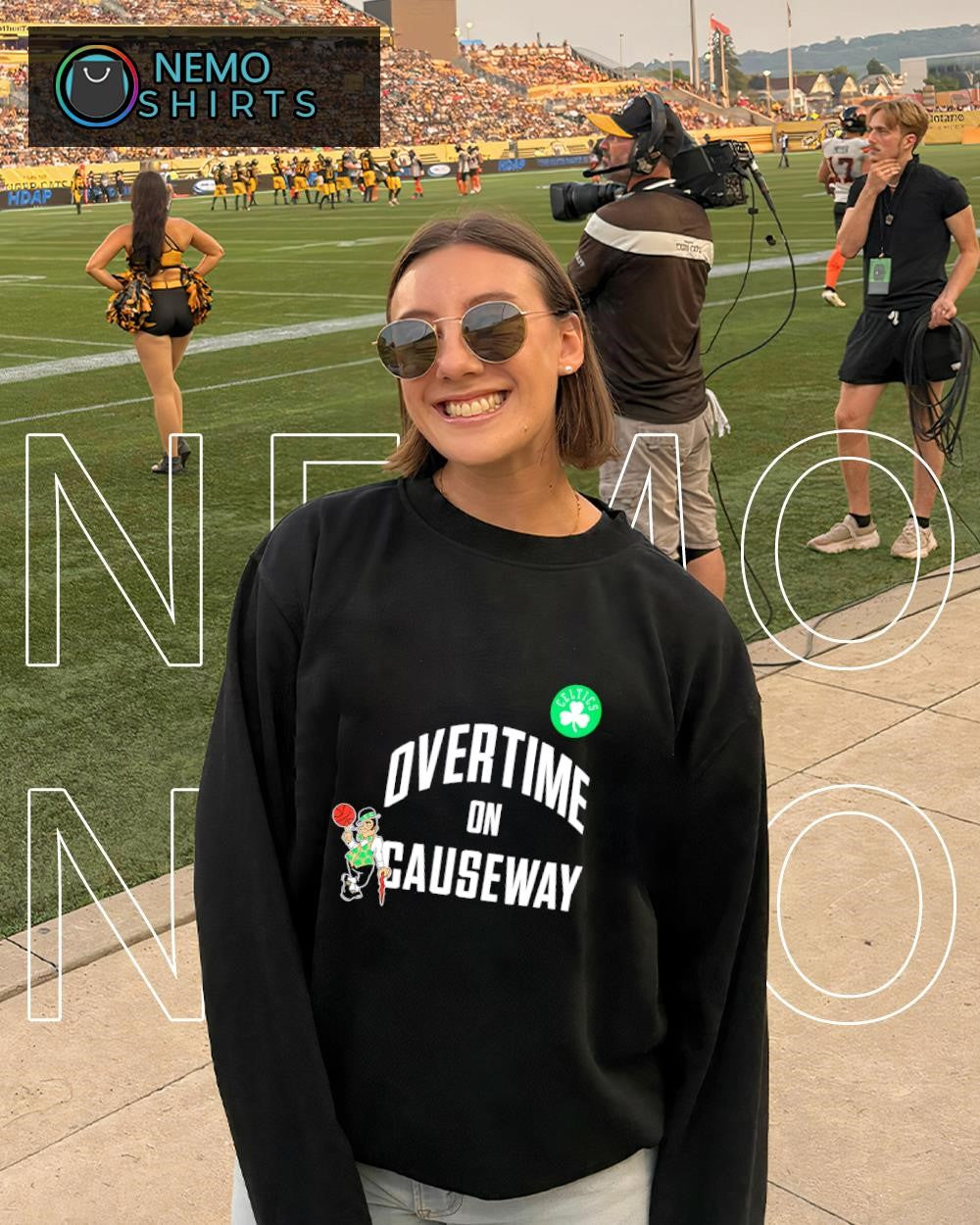 Overtime on causeway Boston Celtics logo shirt
