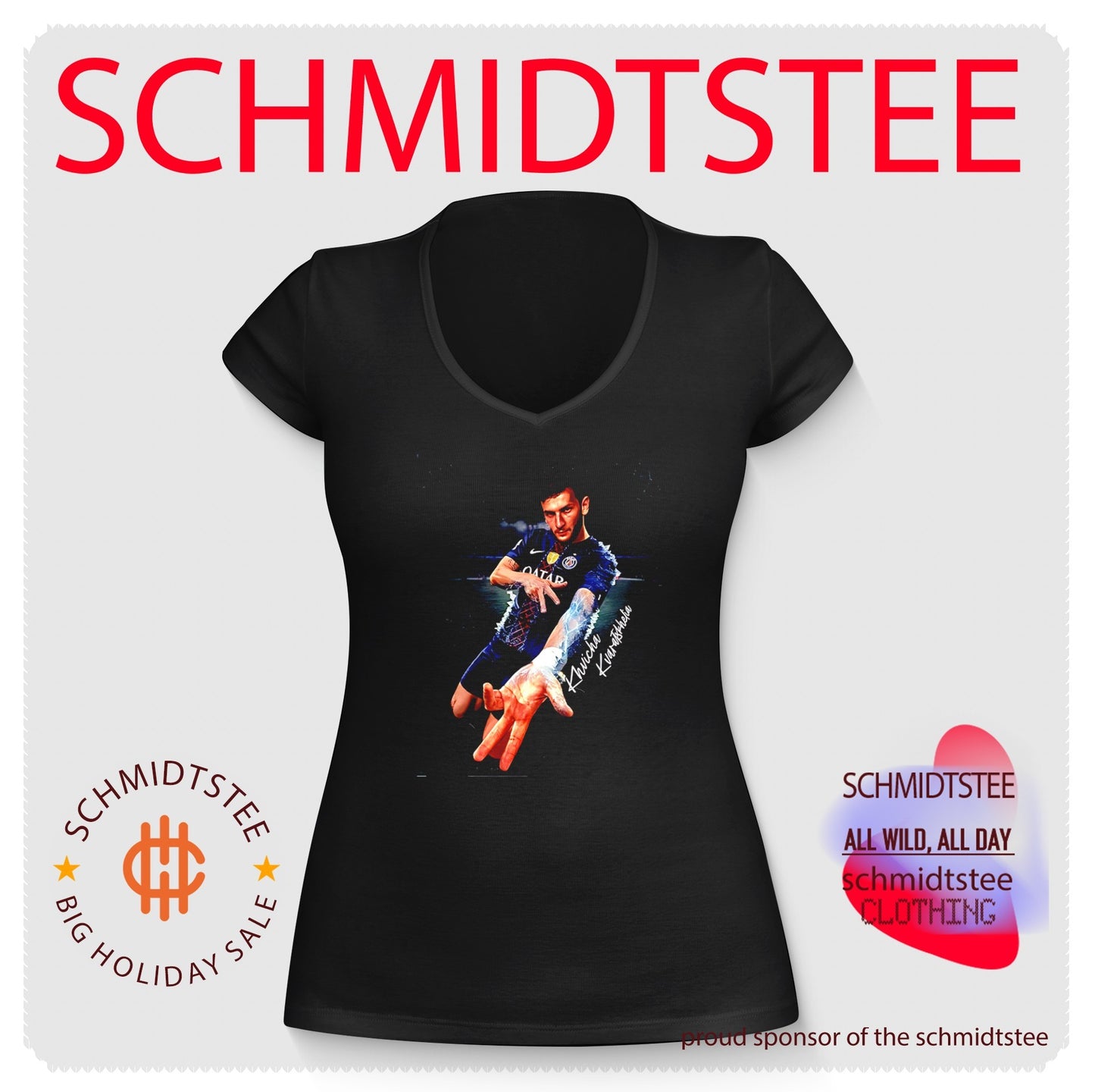 PSG Khvicha Kvaratskhelia Hip hop hand shirt