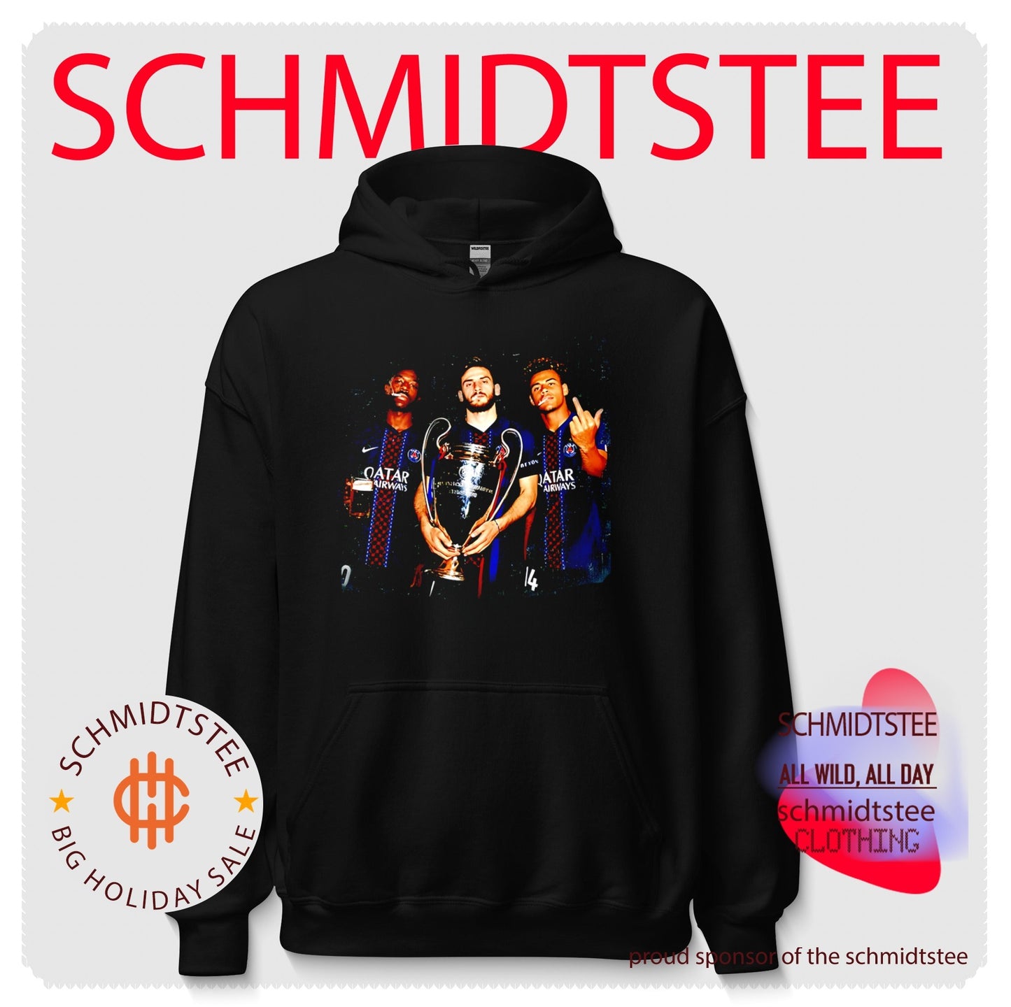 PSG Khvicha Kvaratskhelia and Ousmane Dembele and Desire Doue trophy shirt