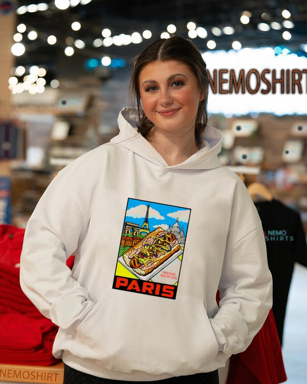 Paris Parisian Bistro Dog Eiffel Tower and Sacre-Cœur Basilica shirt