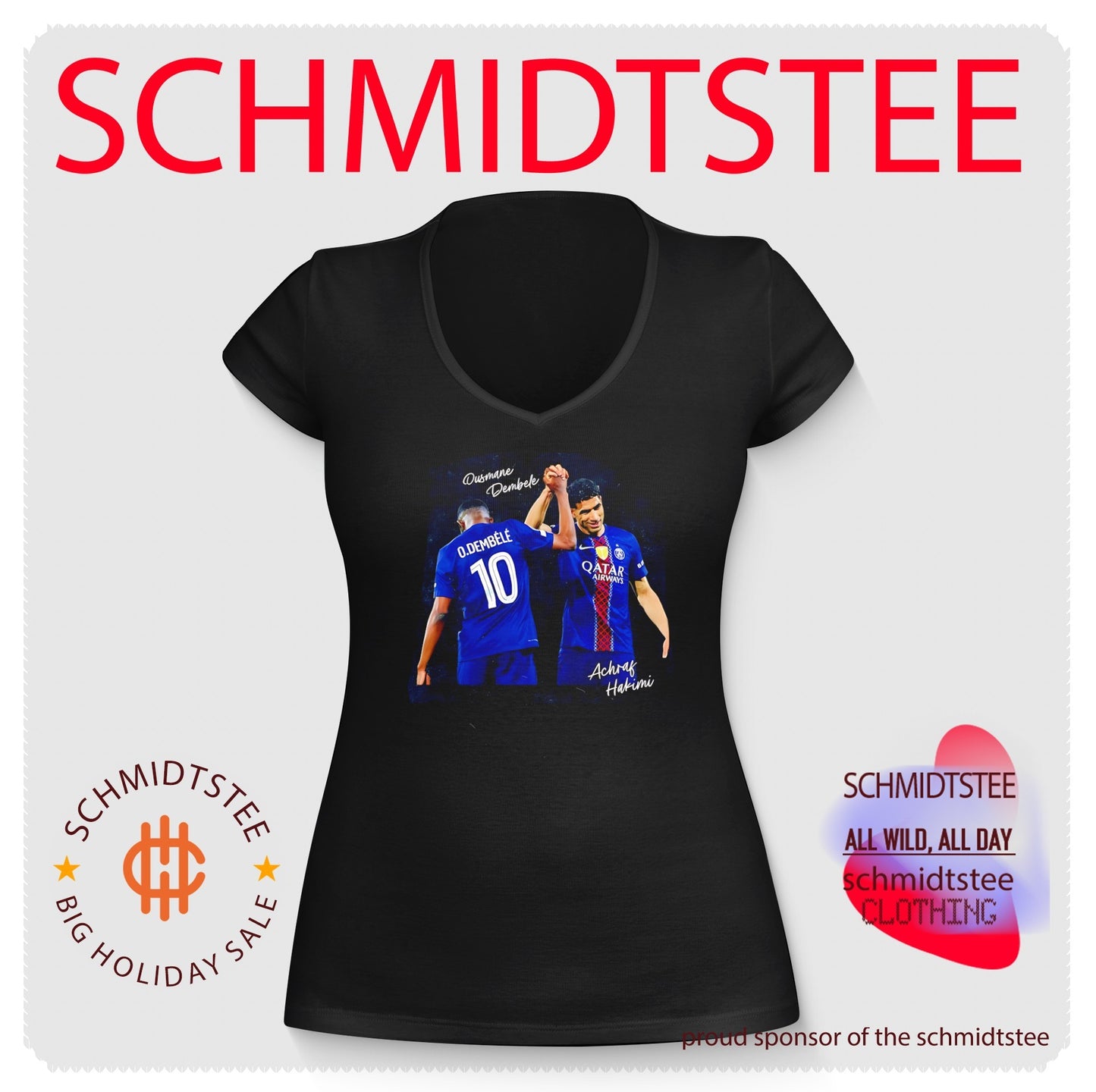 Paris Saint-Germain Achraf Hakimi and Ousmane Dembele illustration shirt