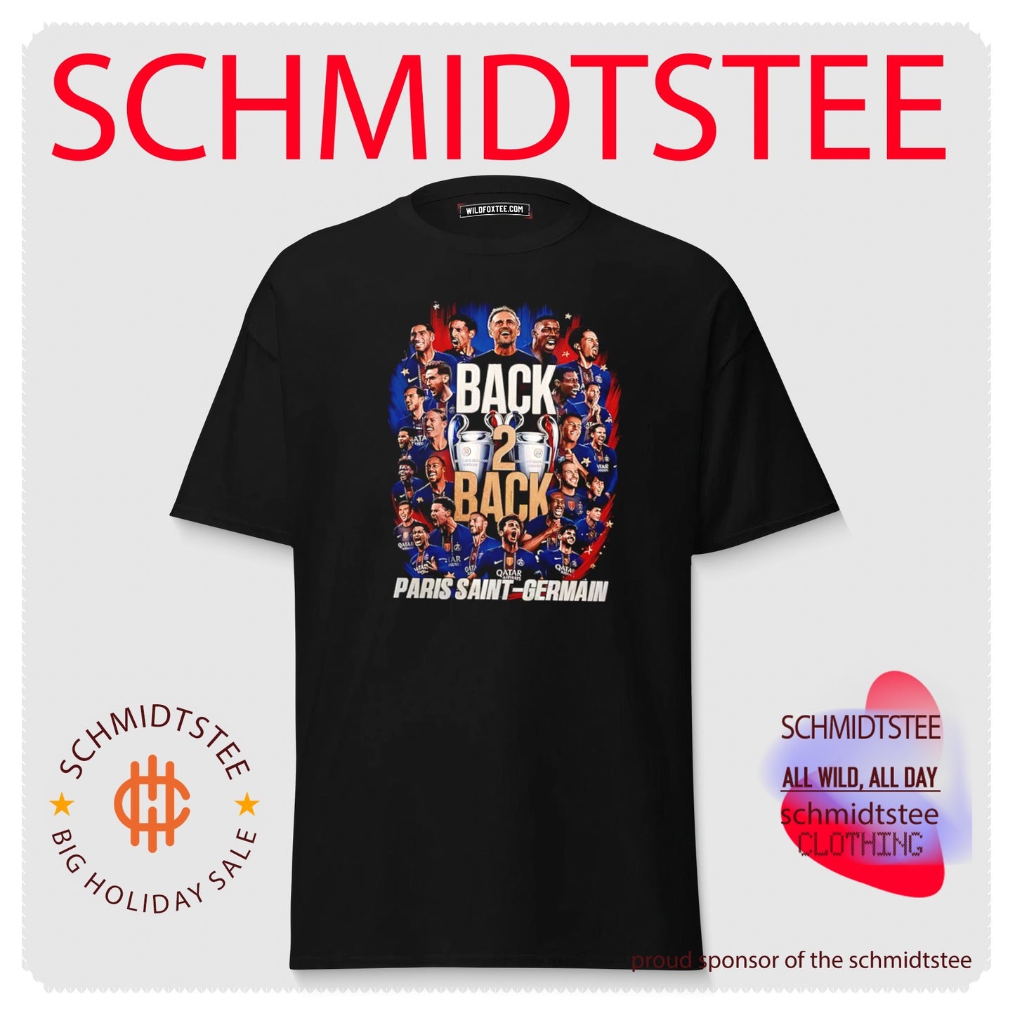 Paris Saint-Germain Back 2 back team collage illustration shirt