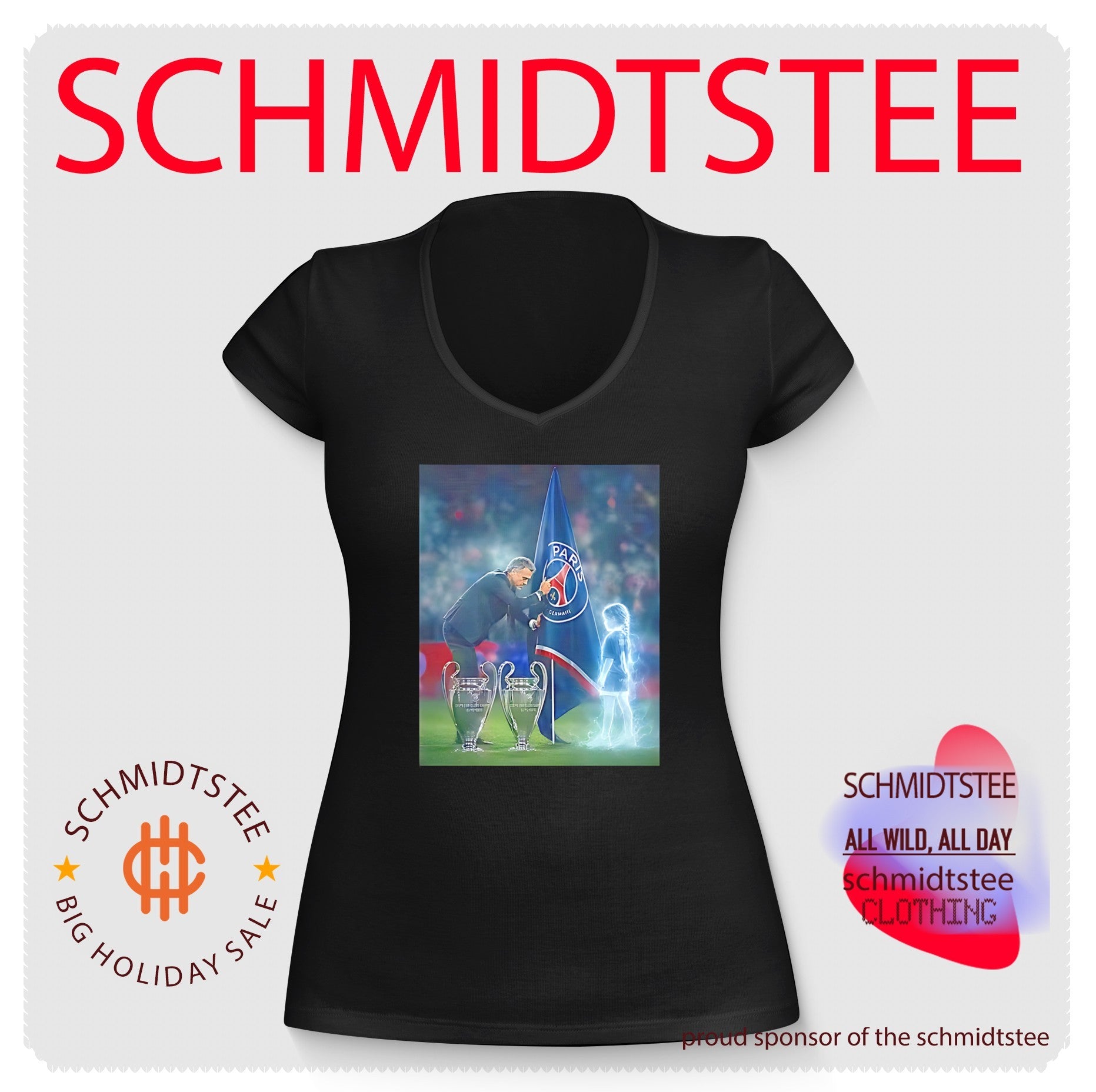 Paris Saint-germain Luis Enrique with trophies illustration shirt.