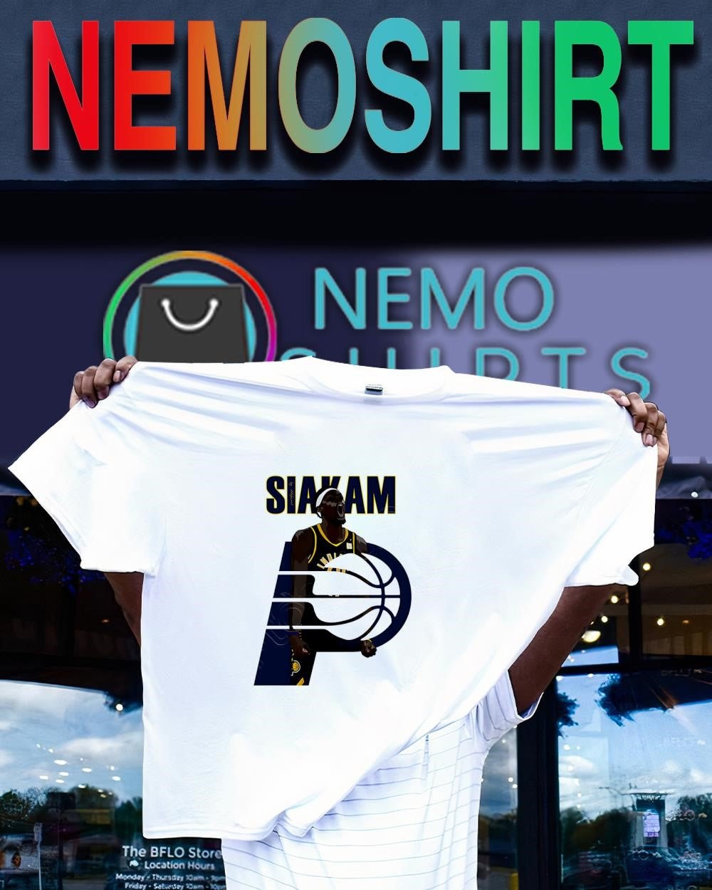Pascal Siakam Indiana Pacers forward jersey superimposed logo shirt