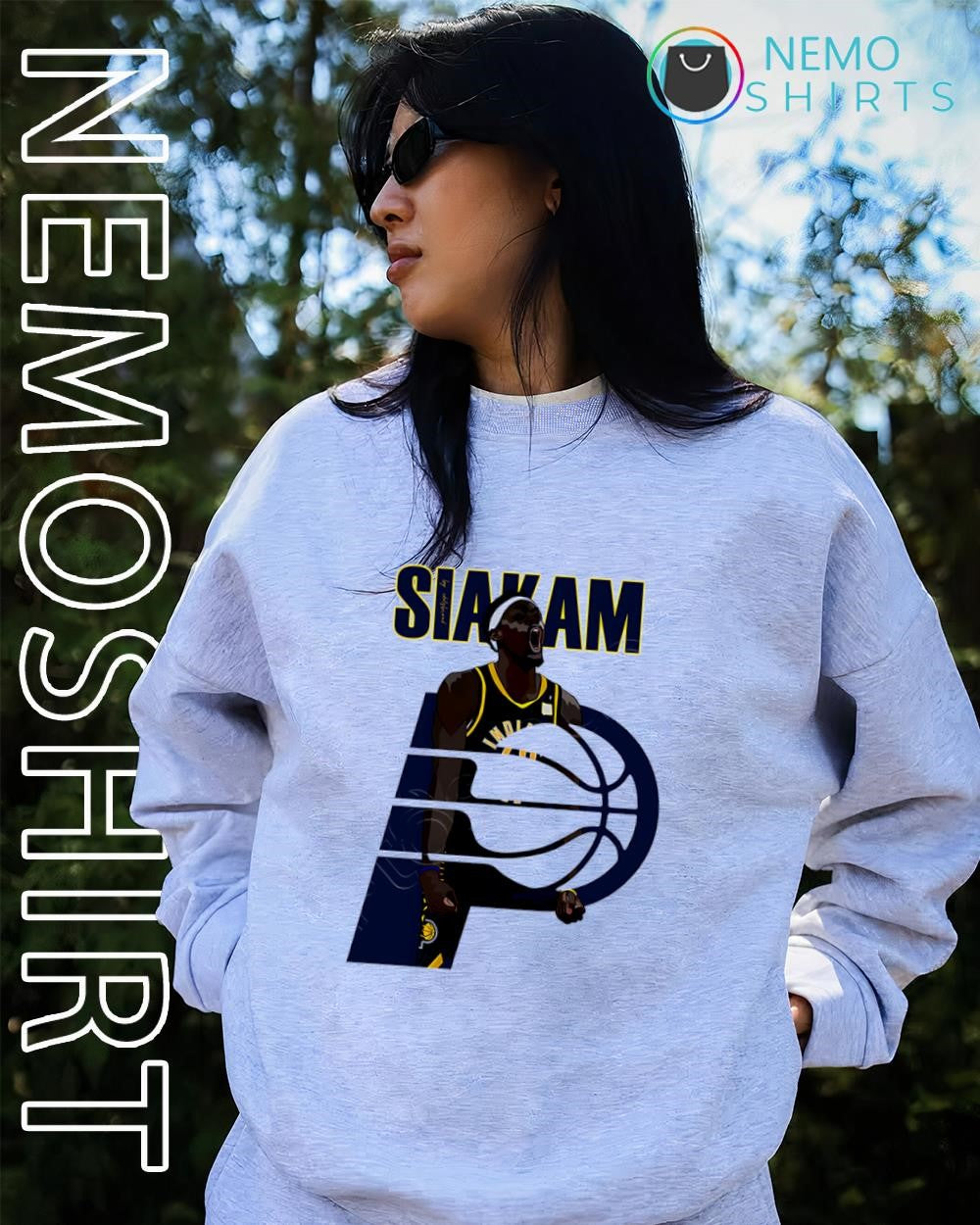 Pascal Siakam Indiana Pacers forward jersey superimposed logo shirt