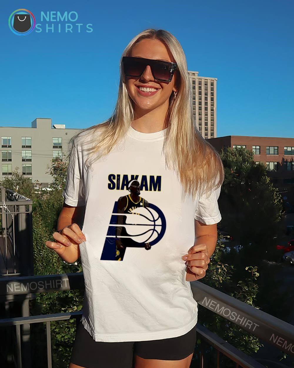 Pascal Siakam Indiana Pacers forward jersey superimposed logo shirt
