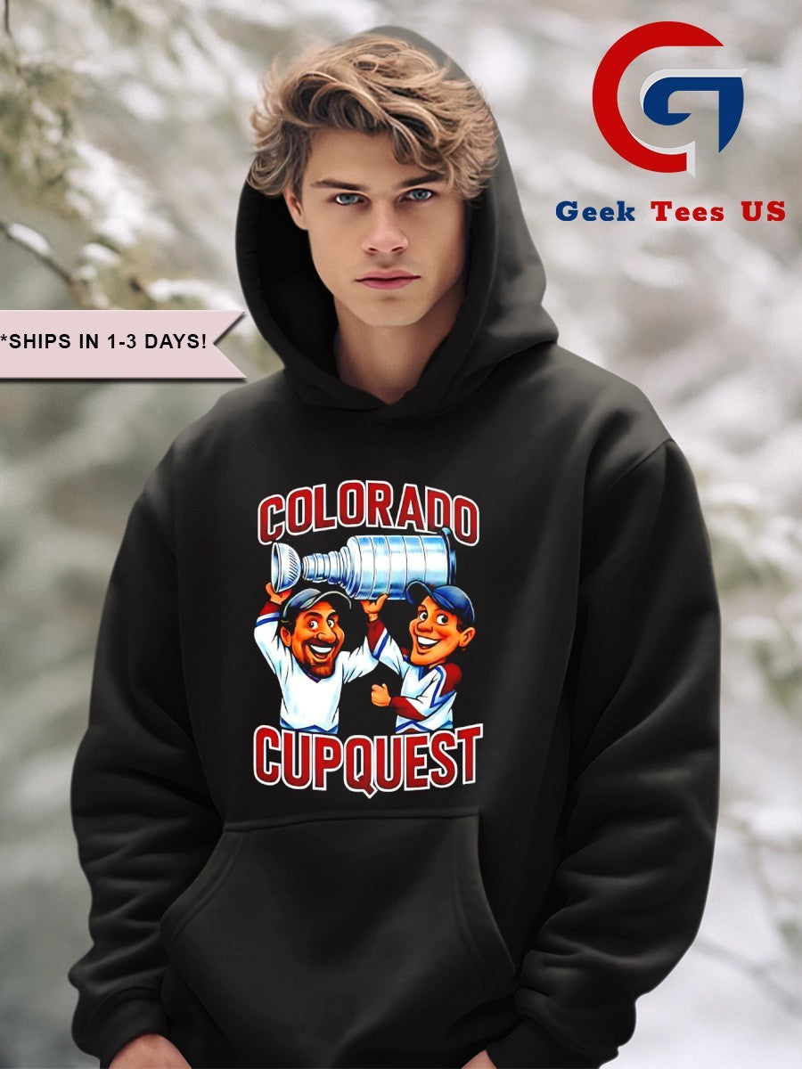 Patrick Roy and Ray Bourque Colorado Cup Quest Hockey caricatures shirt