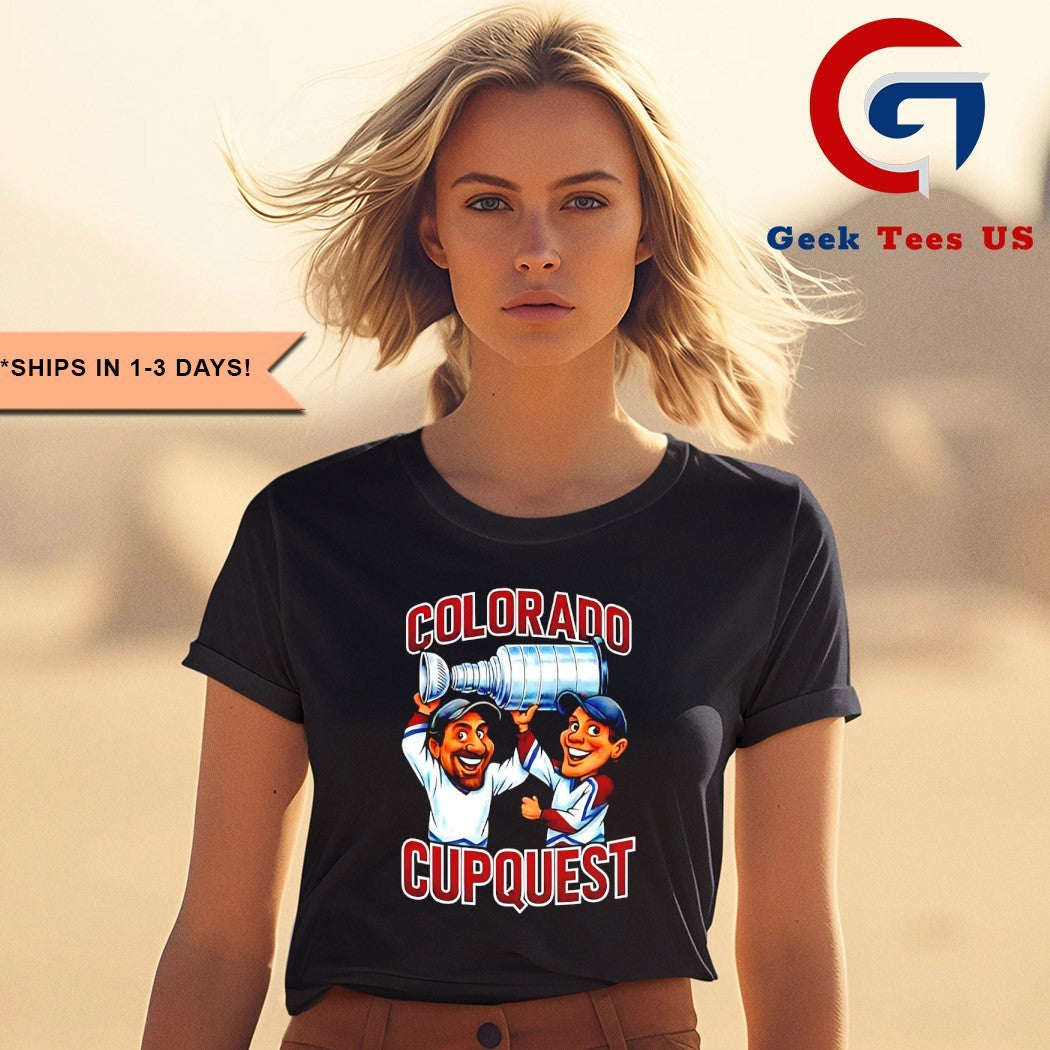 Patrick Roy and Ray Bourque Colorado Cup Quest Hockey caricatures shirt