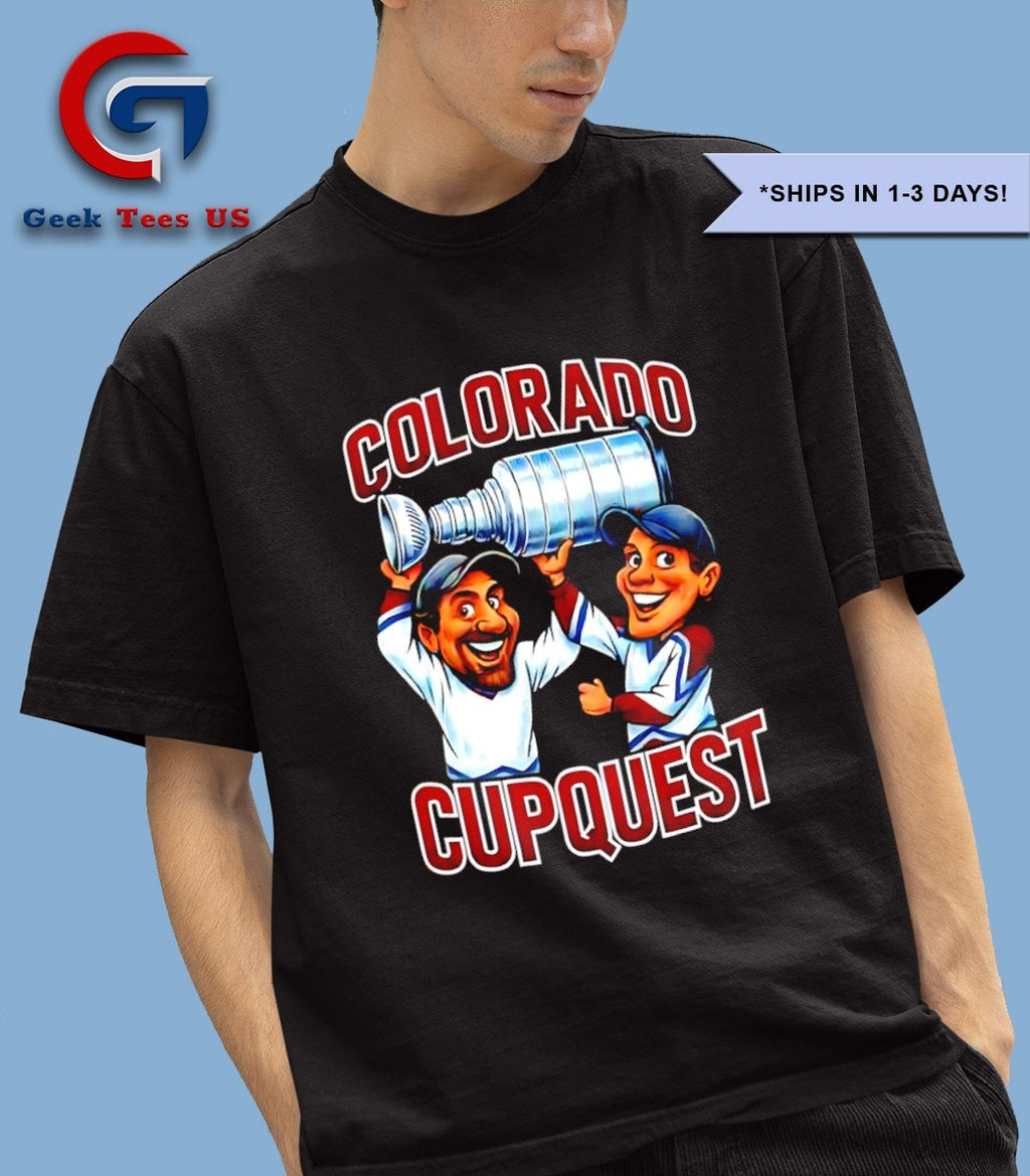 Patrick Roy and Ray Bourque Colorado Cup Quest Hockey caricatures shirt