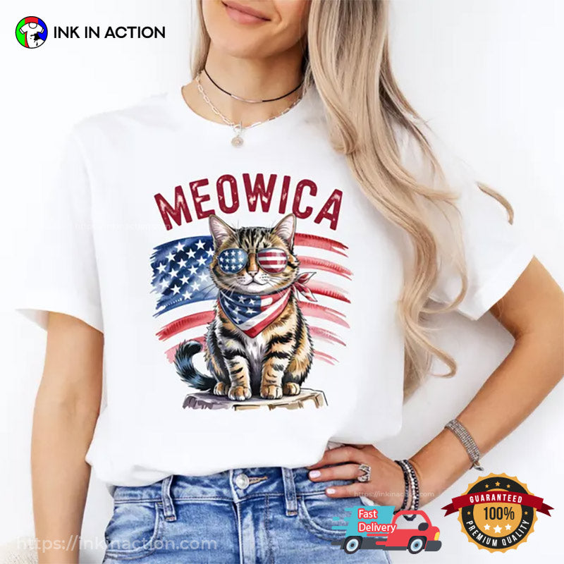 Patriotic Meowica American Cat T-shirt