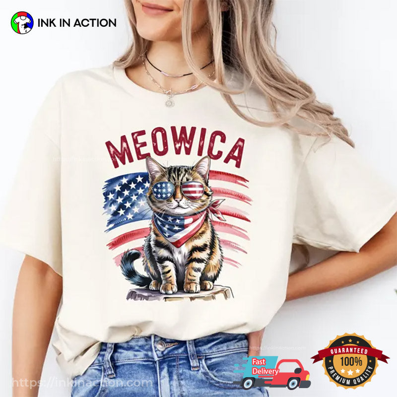 Patriotic Meowica American Cat T-shirt