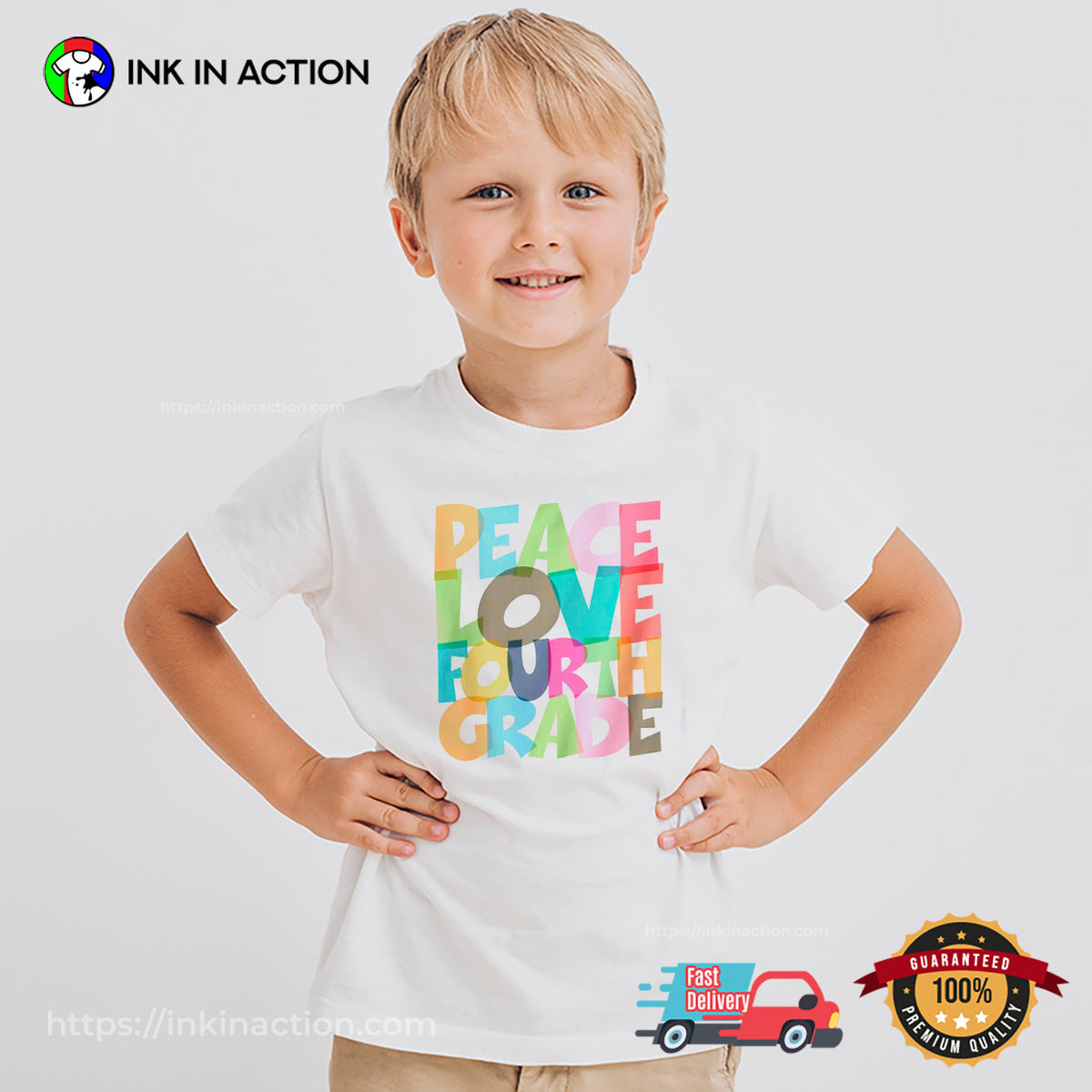Peace Love Fourth Grade School Time Tee