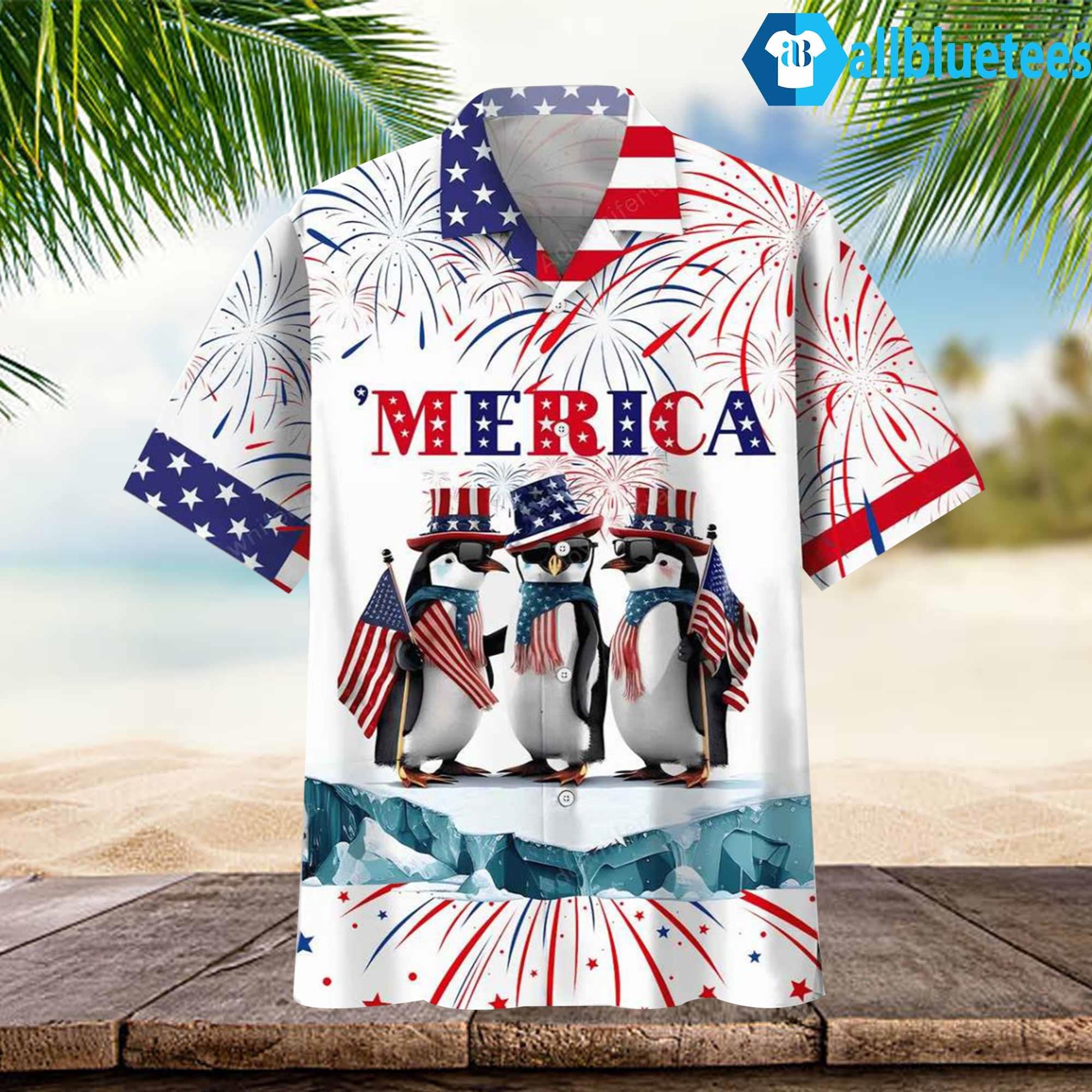 Penguins 4th Of July ‘Merica Hawaiian Shirt