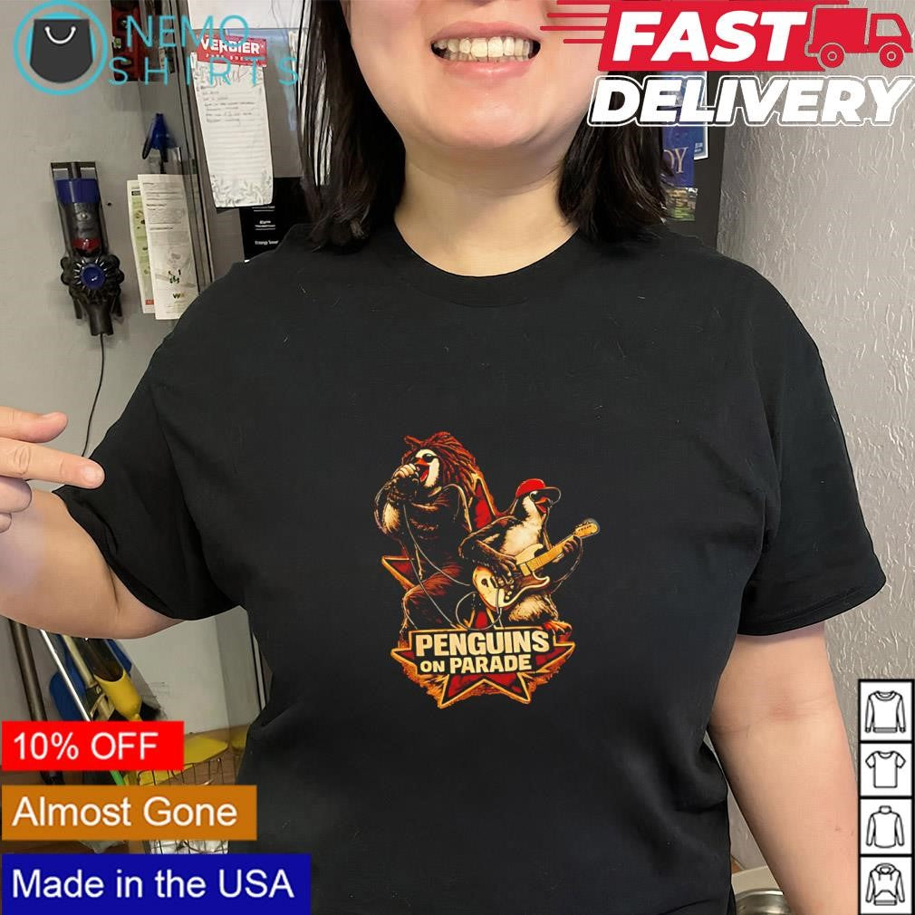Penguins On Parade funny parody graphic shirt