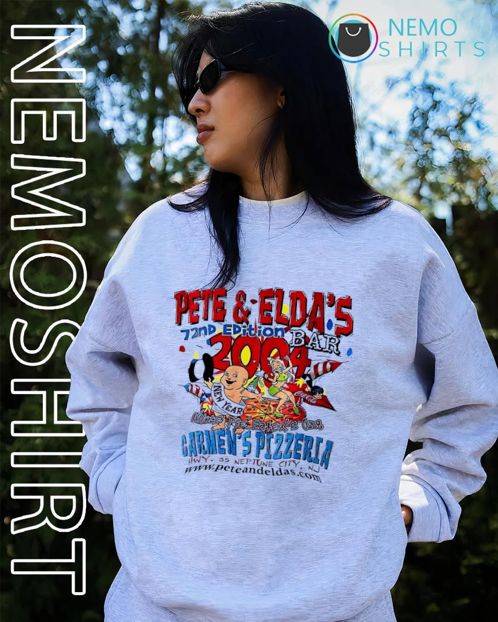 Pete and Elda’s Pizza 72nd edition bar whole pie Eater’s club New Year shirt