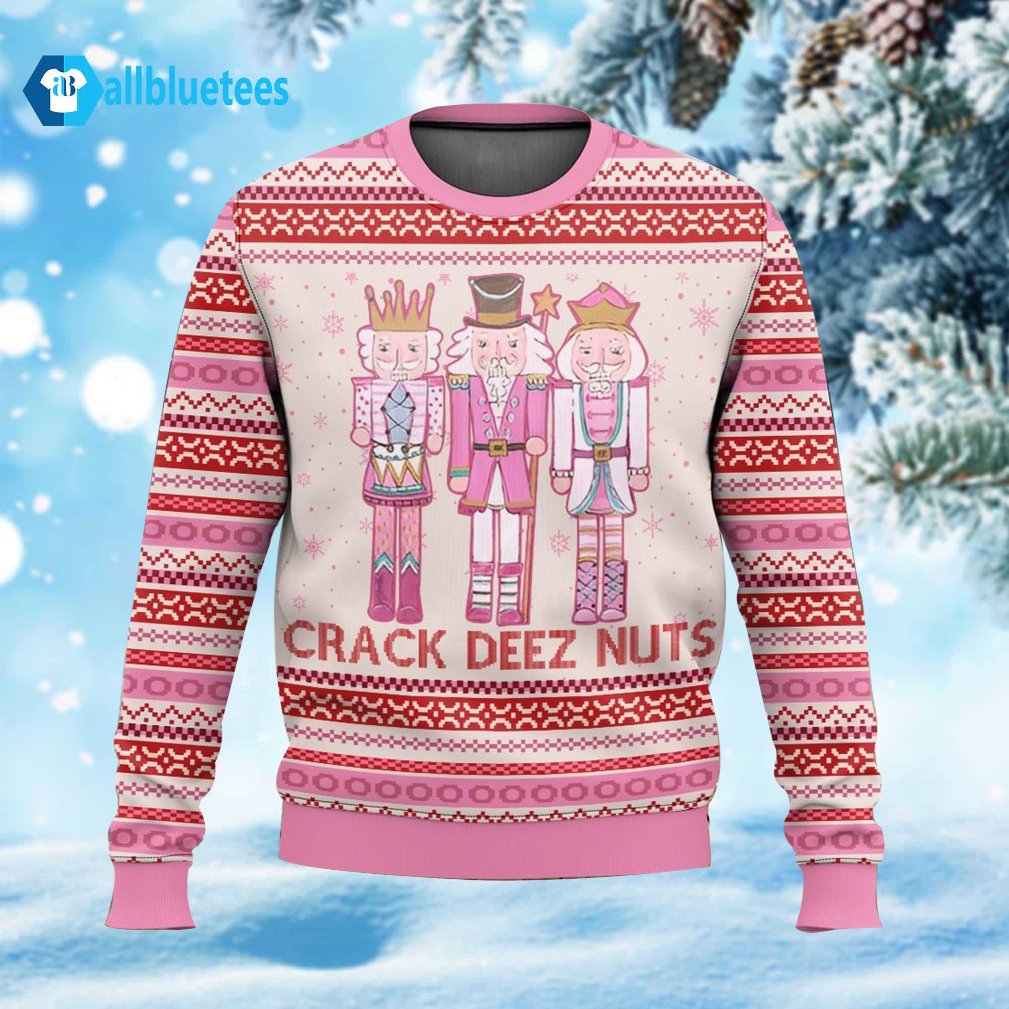 Pink Nutcracker Crack Deez Nuts Ugly Christmas Sweater