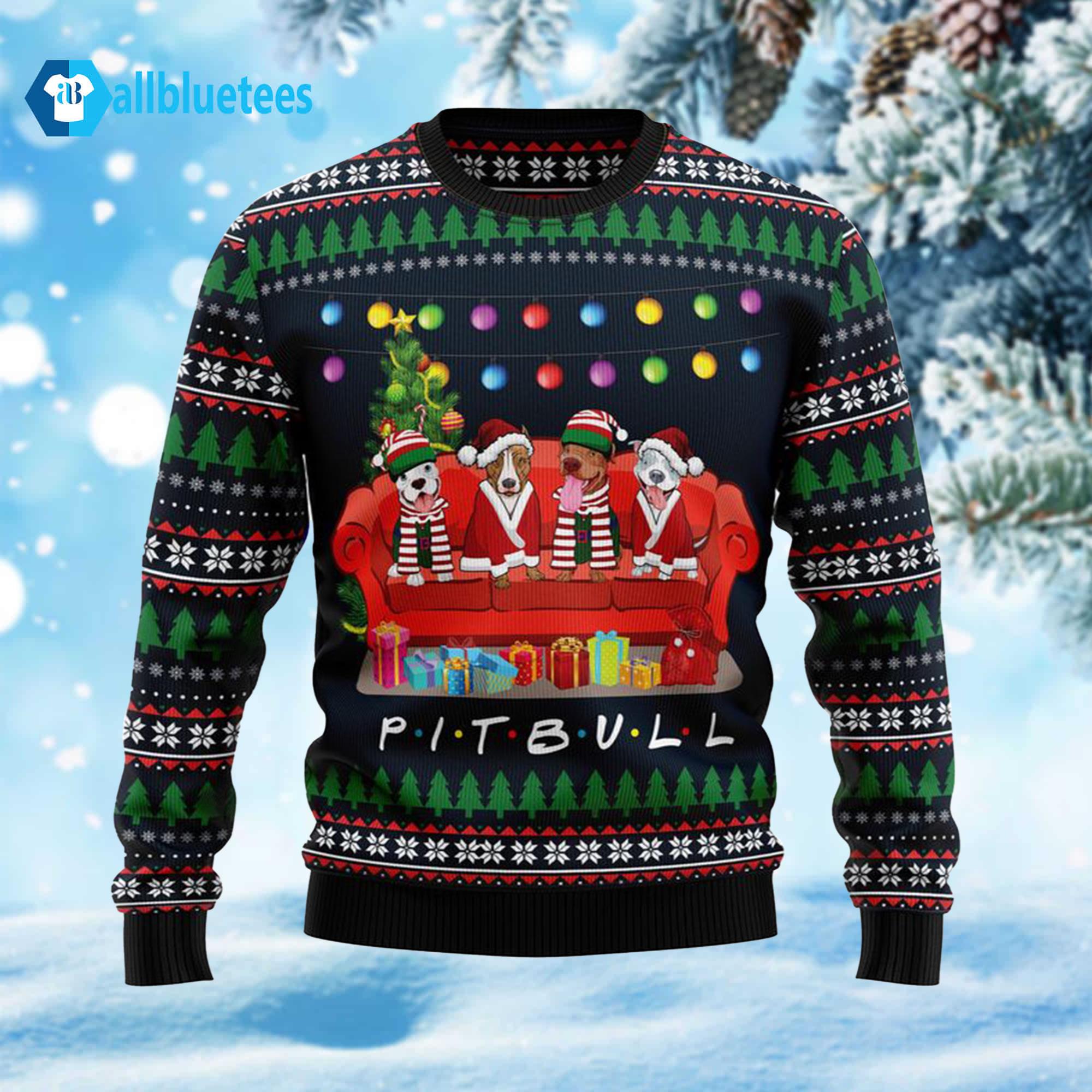 Pit Bull Friends Ugly Christmas Sweater