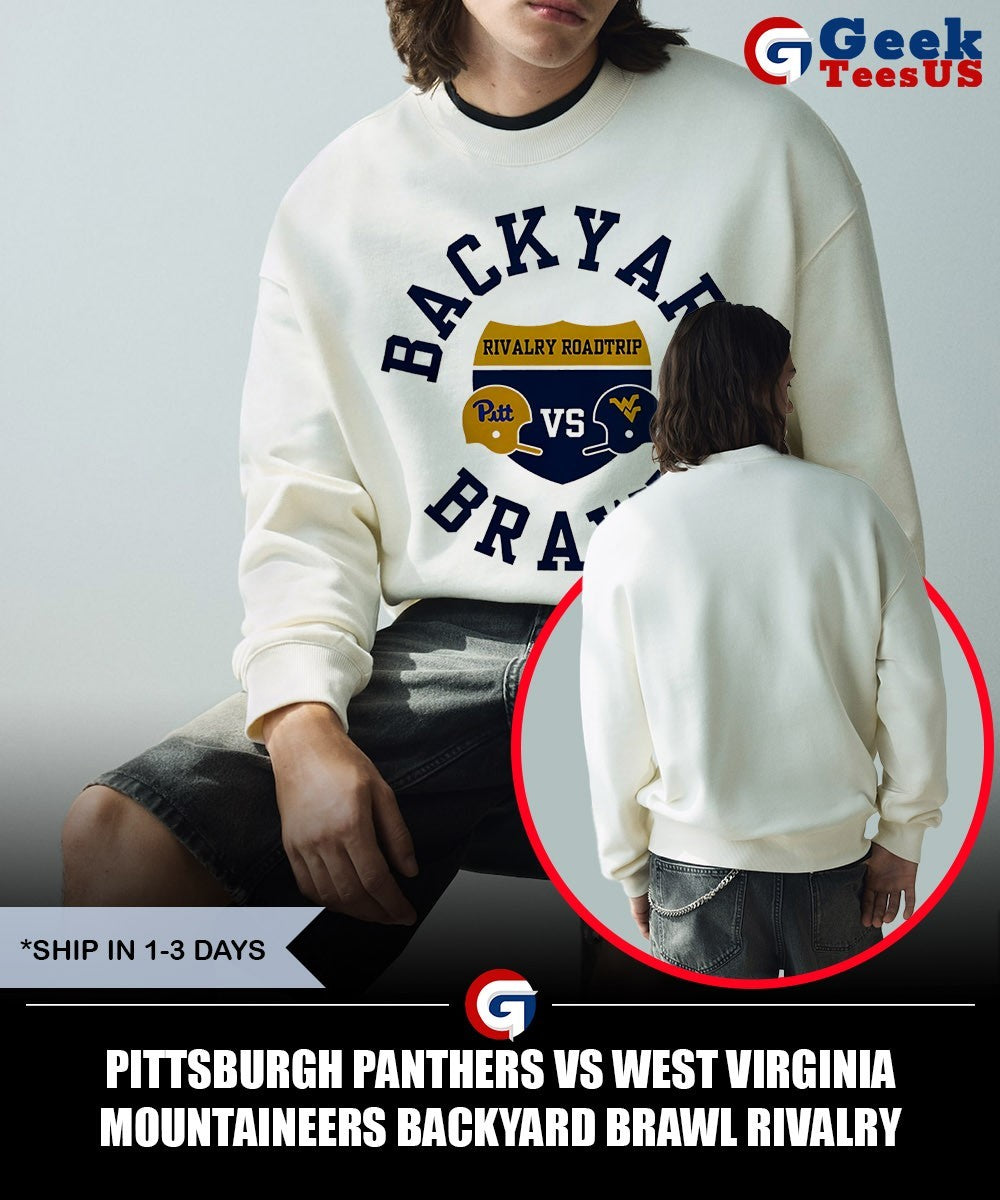 Pittsburgh Panthers vs West Virginia Mountaineers Backyard Brawl Rivalry Roadtrip Football helmet shirt