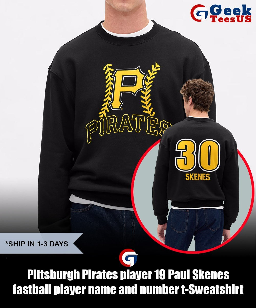 Pittsburgh Pirates player 19 Paul Skenes fastball player name and number t-shirt