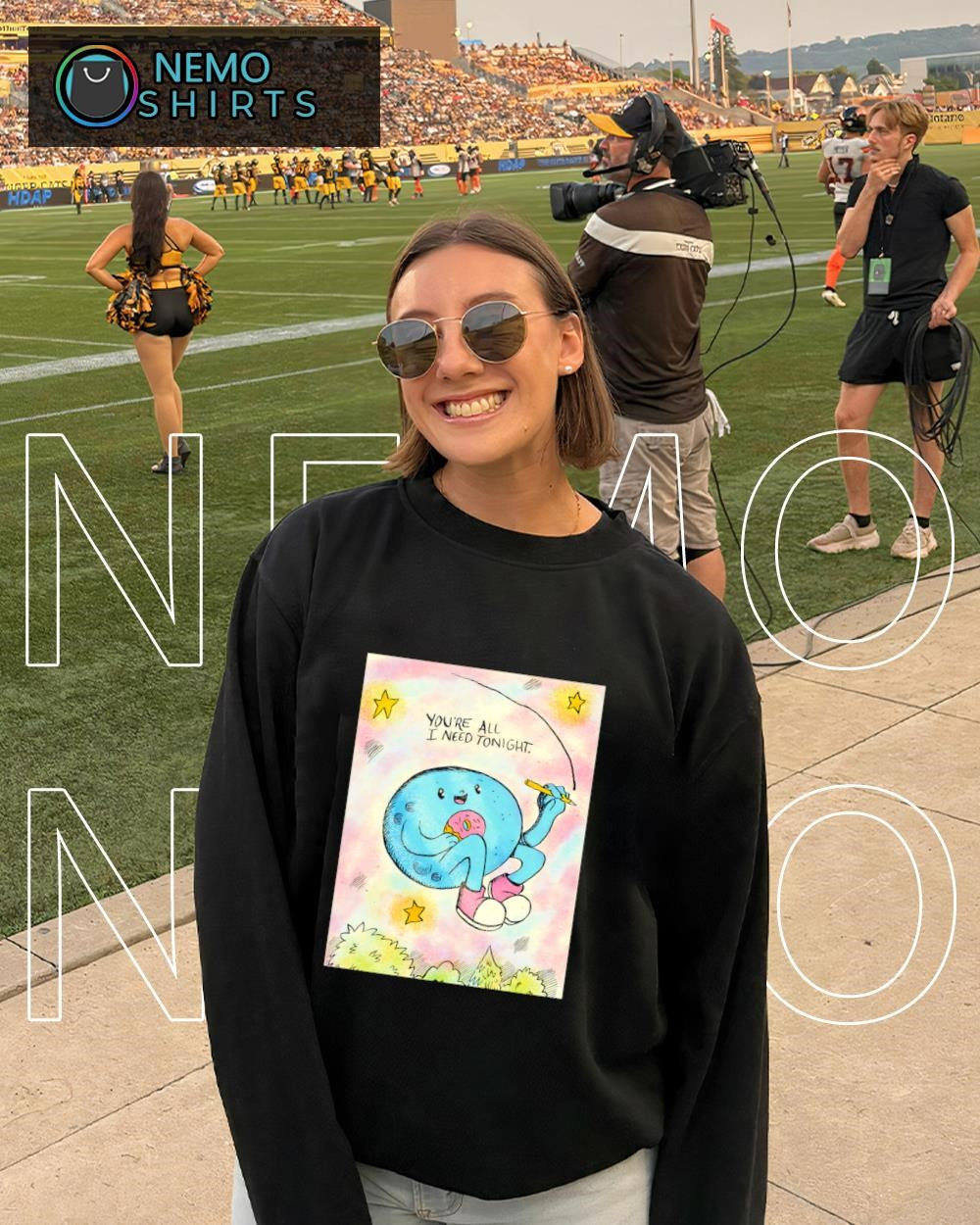 Planet character holding doughnut you’re all I need tonight shirt